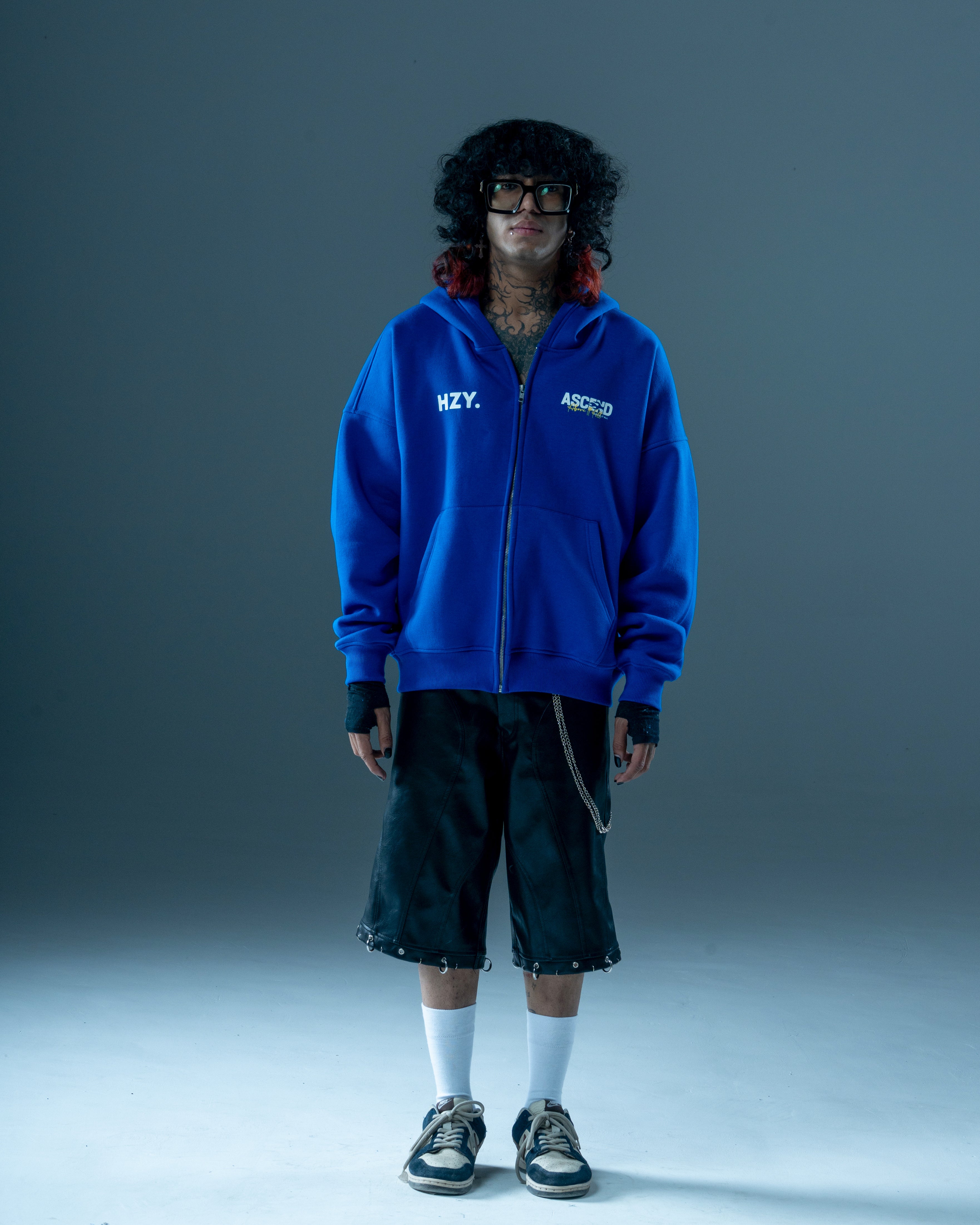 Above It All Unisex Oversized Cobalt Blue Zip Up Hoodie | HZY