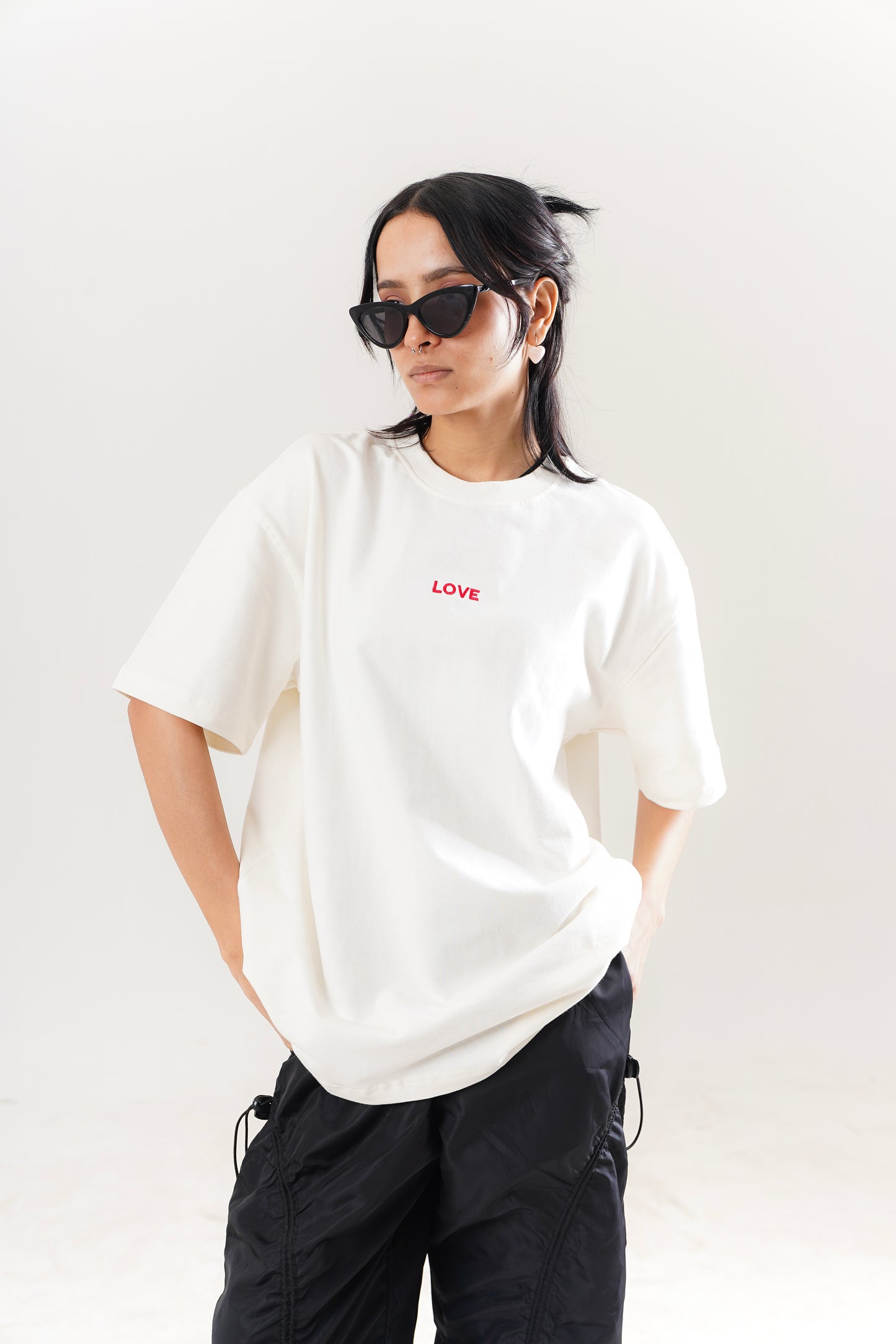 Love White Oversized Tee