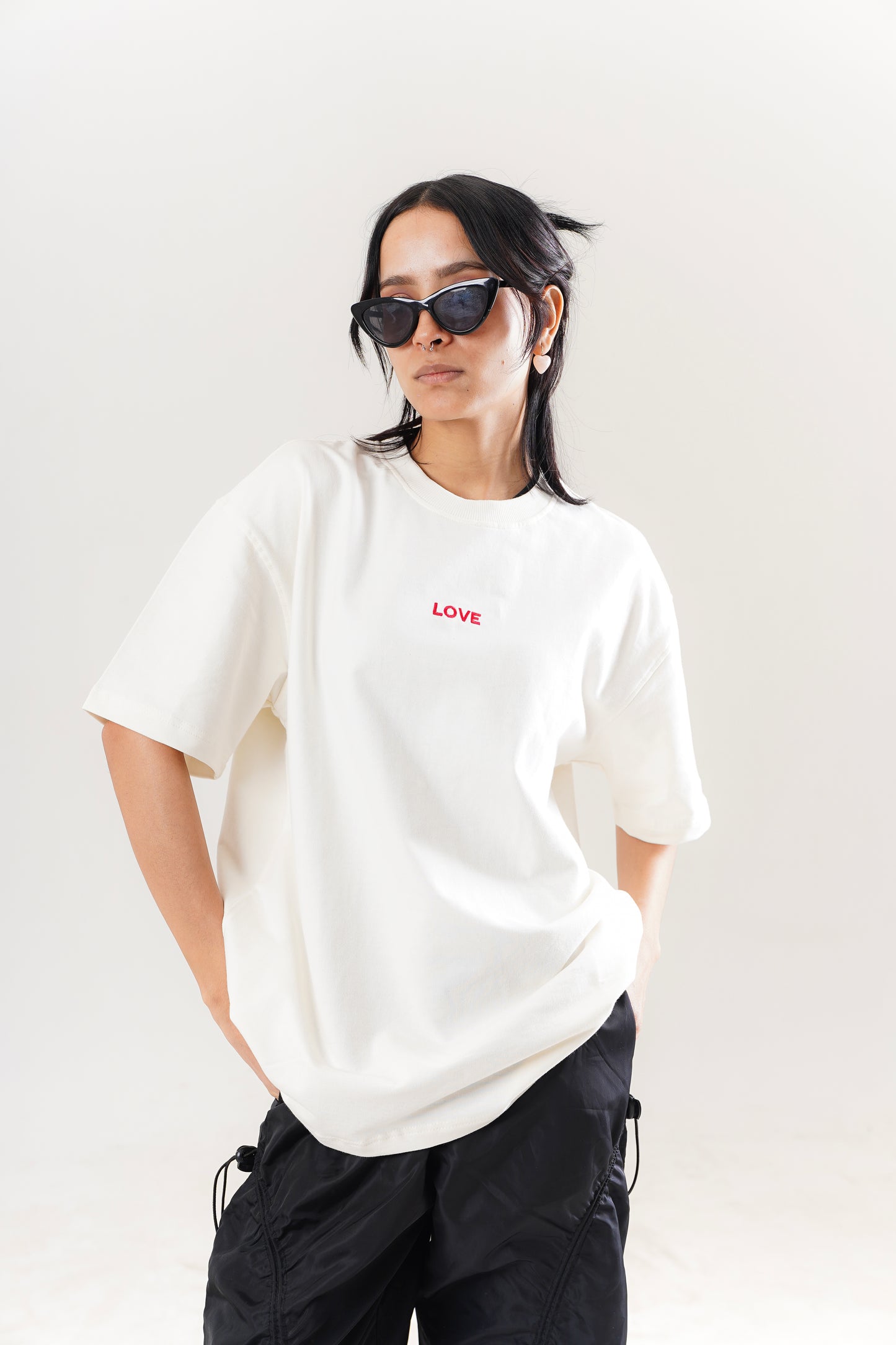 Love White Oversized Tee