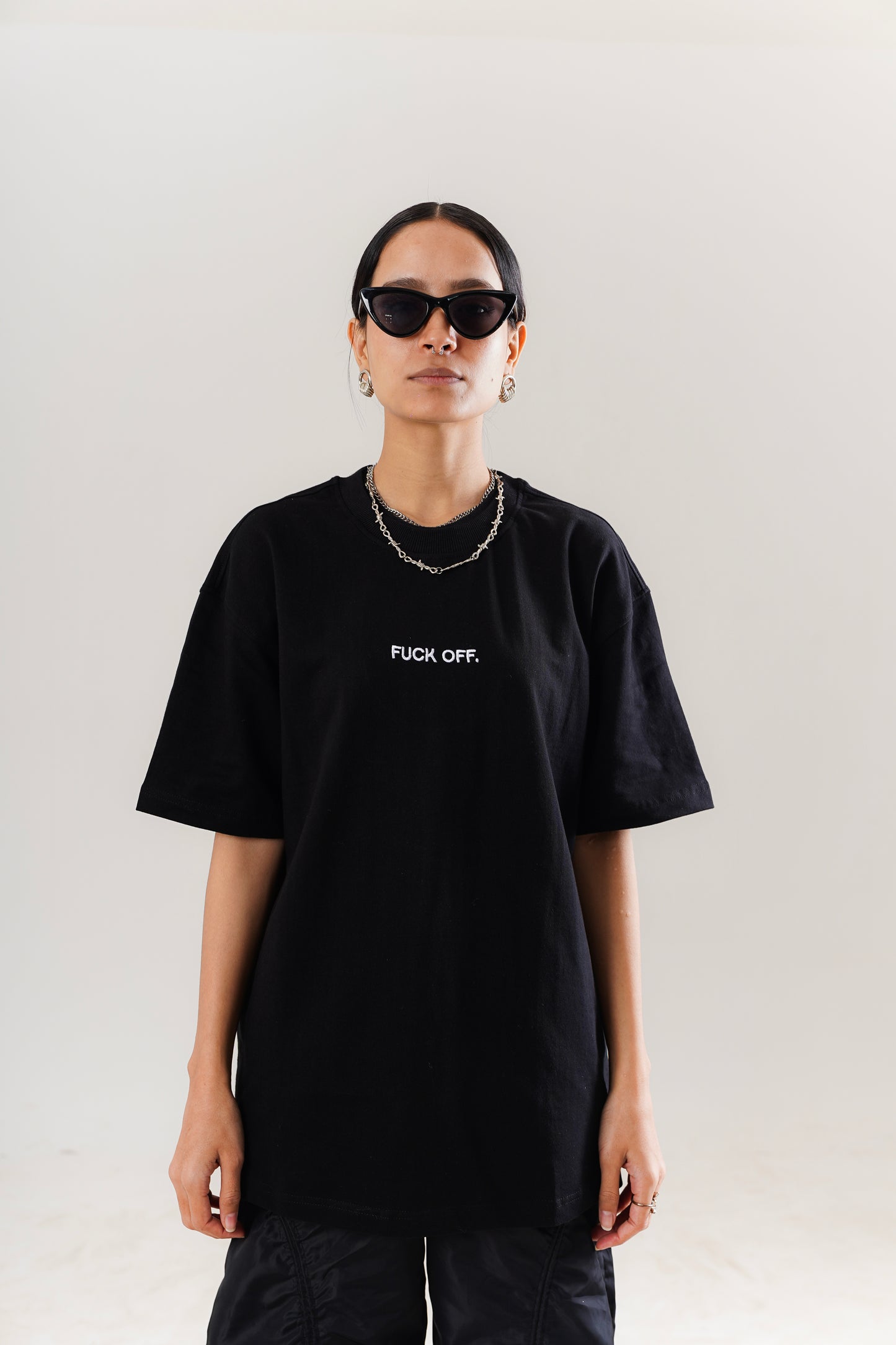 Black F**K OFF Oversized Tee