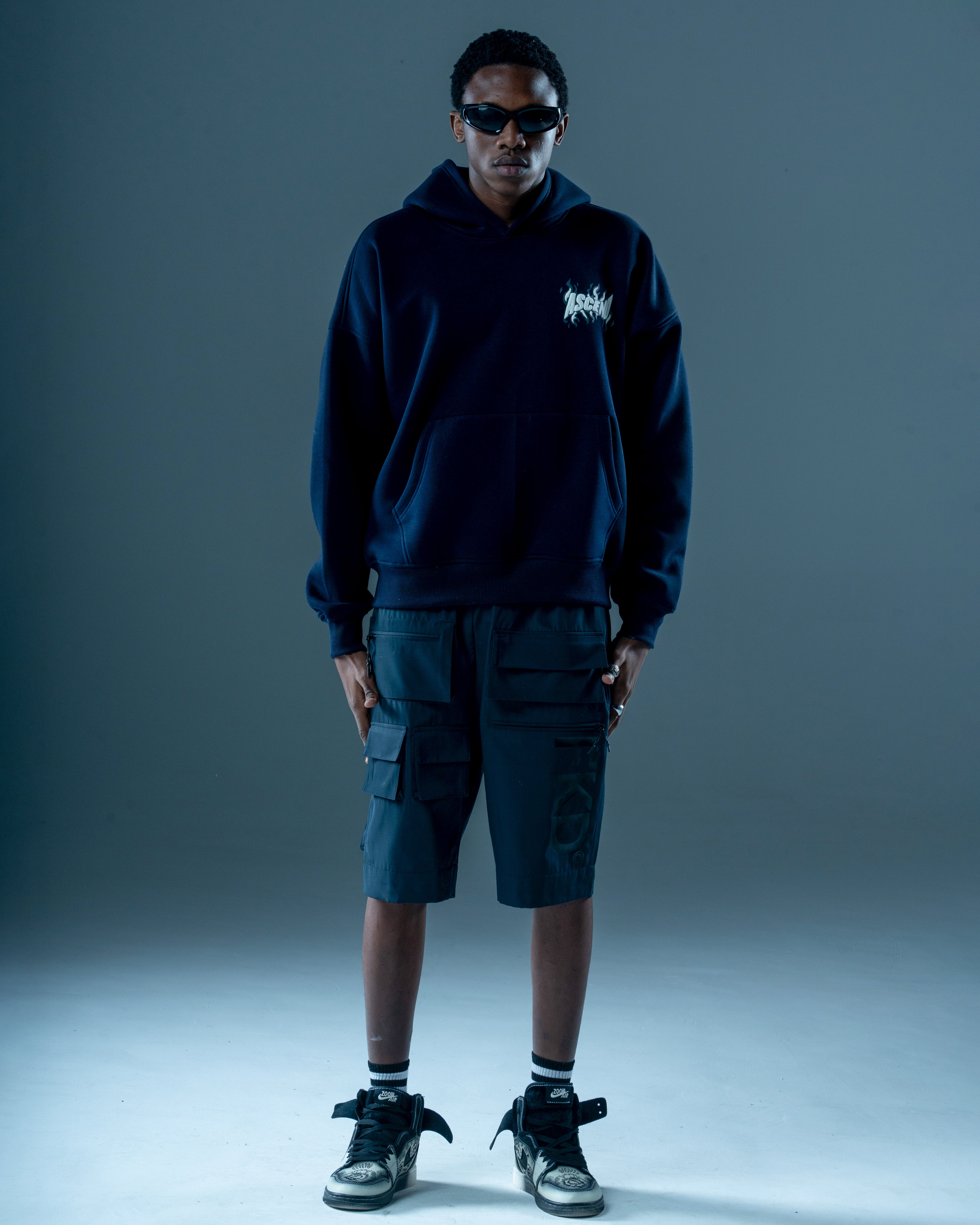 RISING OVERSIZED NAVY HOODIE