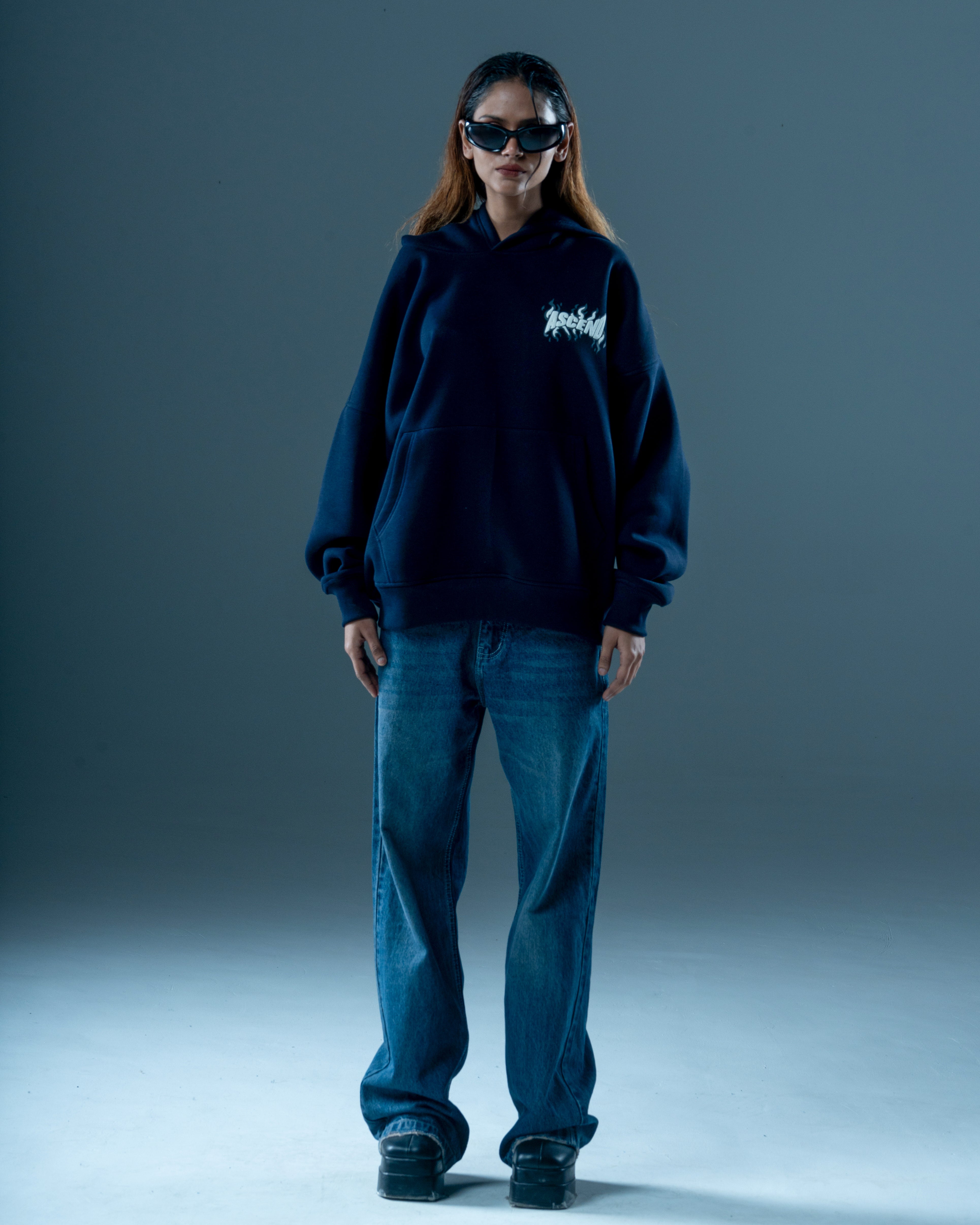 RISING OVERSIZED NAVY HOODIE-thumbmail-5