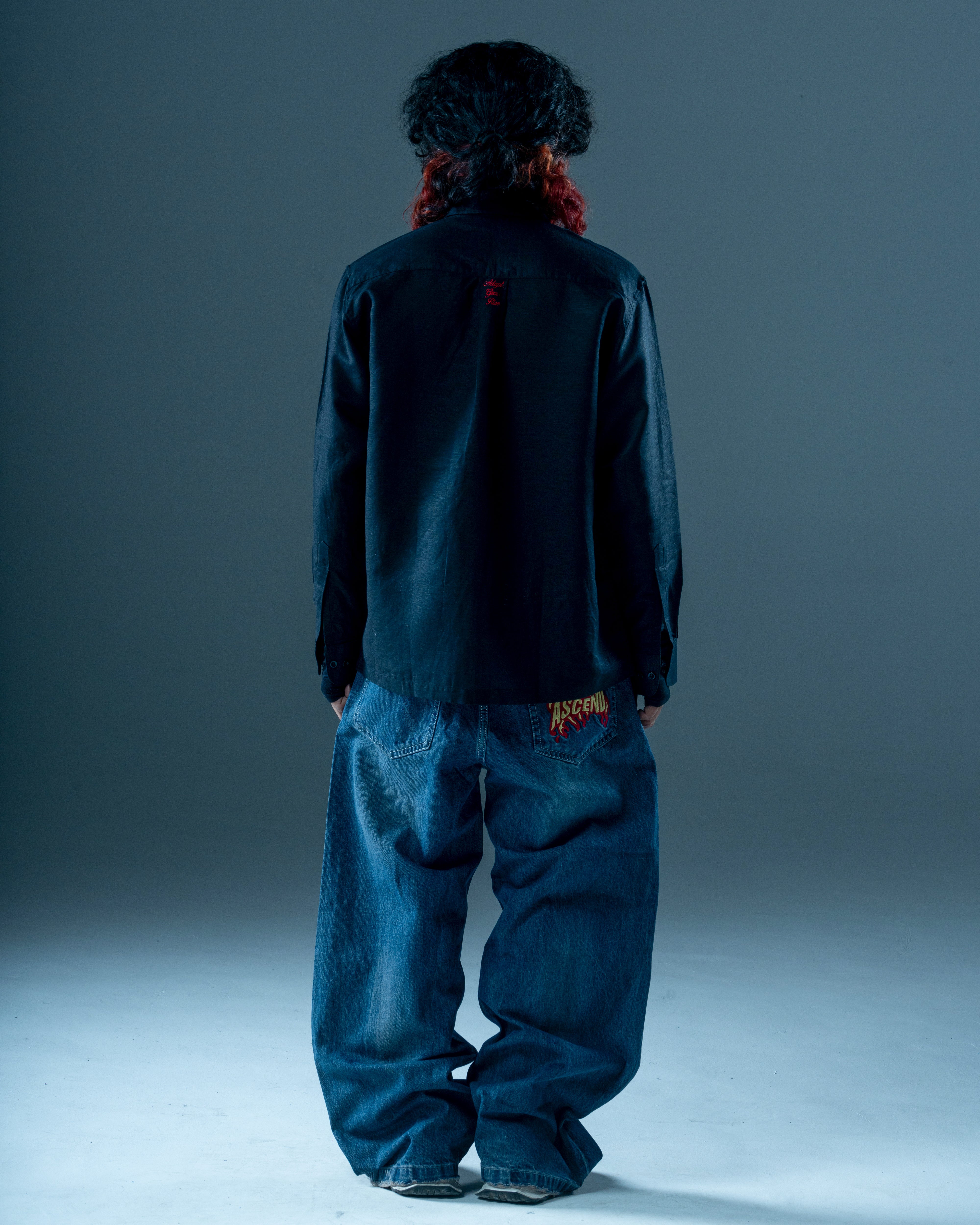 BLACK COTTON-LINEN RELAXED FIT SHIRT-thumbmail-5