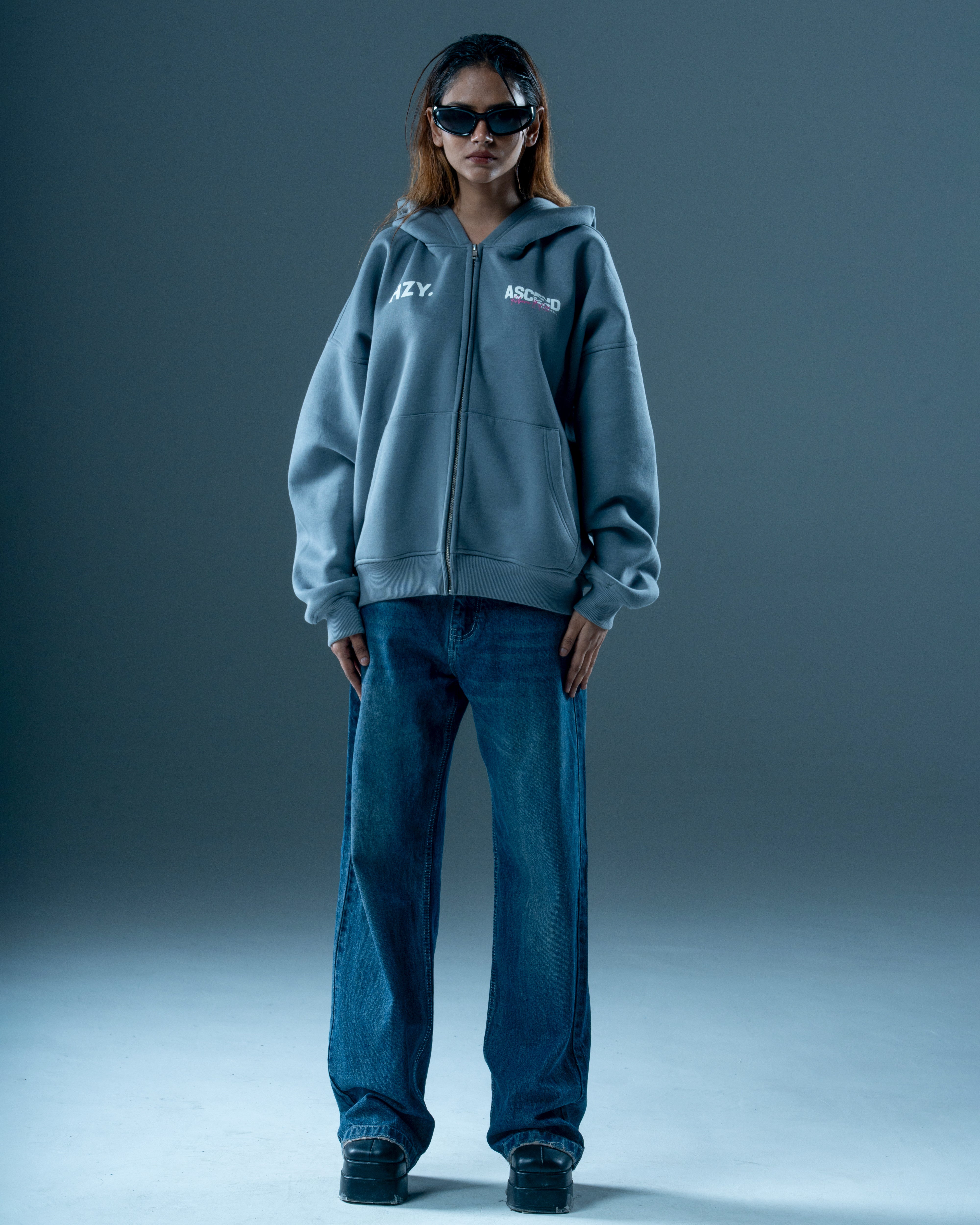 AIA GREY ZIP-UP HOODIE-thumbmail-4