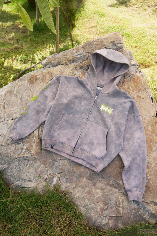 Ascend Unisex Oversized Washed Grey Zip-Up Hoodie