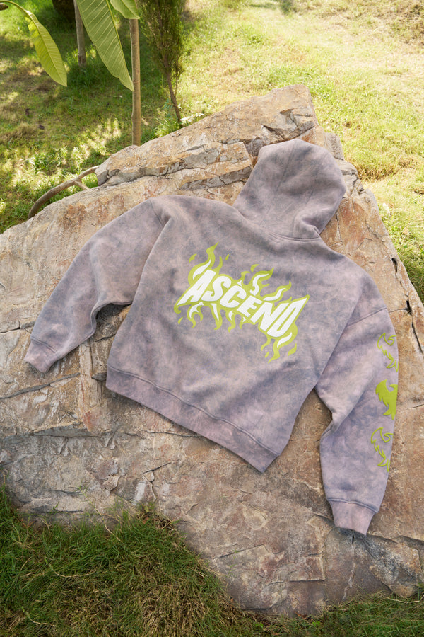 Ascend Unisex Oversized Washed Grey Zip-Up Hoodie back