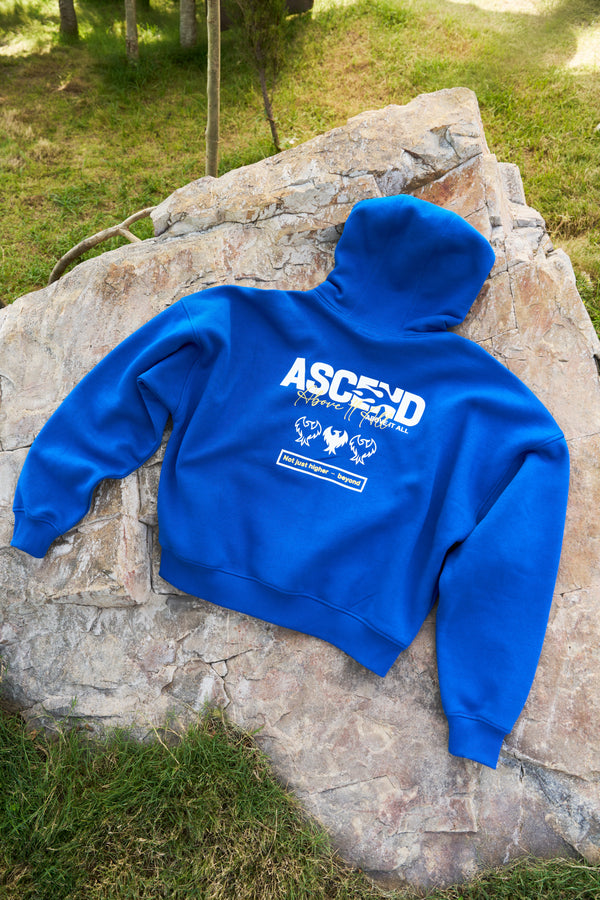 Above It All Unisex Oversized Cobalt Blue Zip-Up Hoodie back