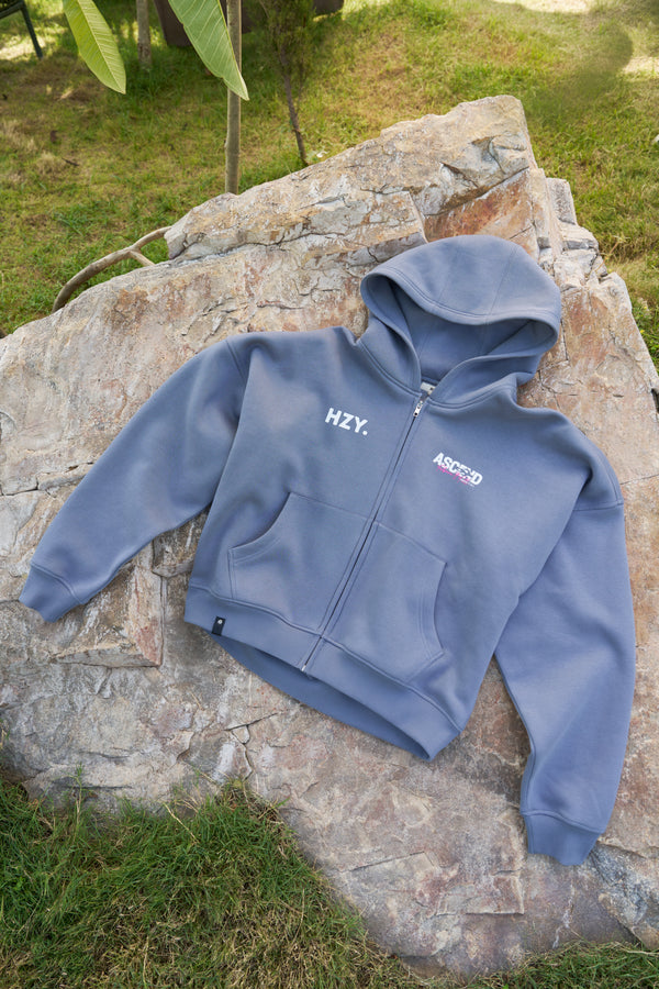 Above It All Unisex Oversized Grey  Zip-Up Hoodie