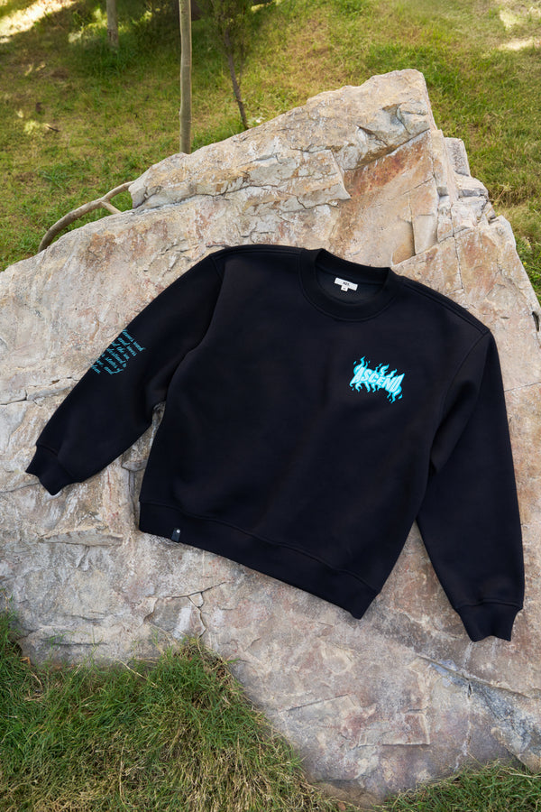 Teal Man Unisex Oversized Black Sweat