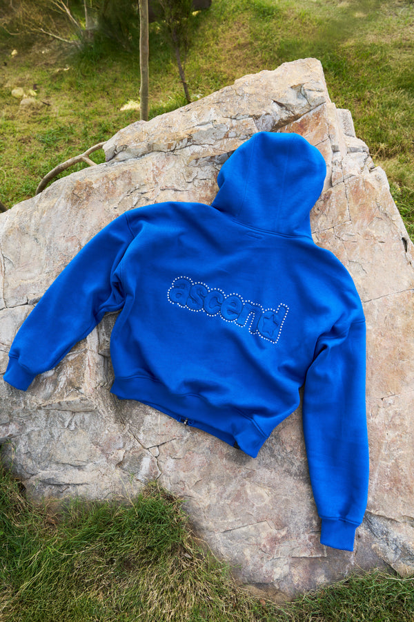 Ascending Unisex Oversized Cobalt Blue Zip-Up Hoodie back