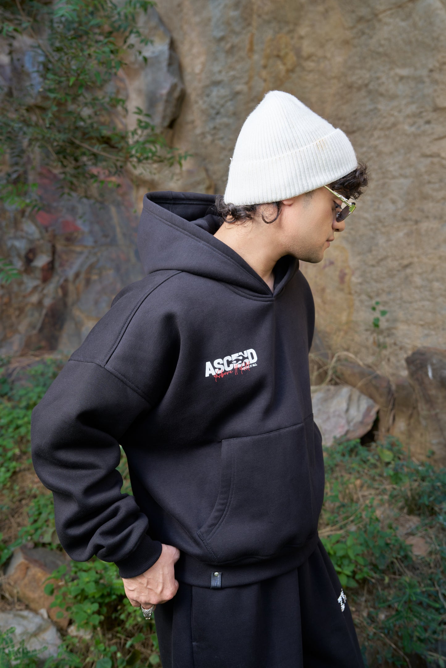 Above and Beyond Unisex Oversized Black Hoodie