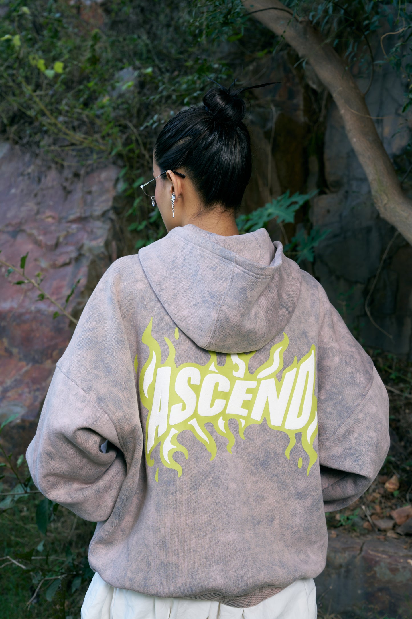 Ascend Unisex Oversized Washed Grey Zip-Up Hoodie