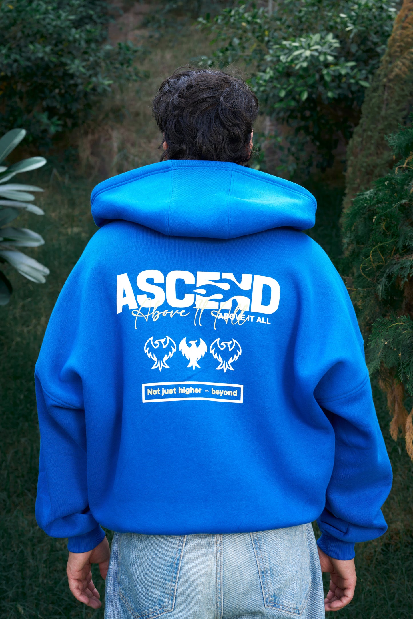 Above It All Unisex Oversized Cobalt Blue Zip-Up Hoodie