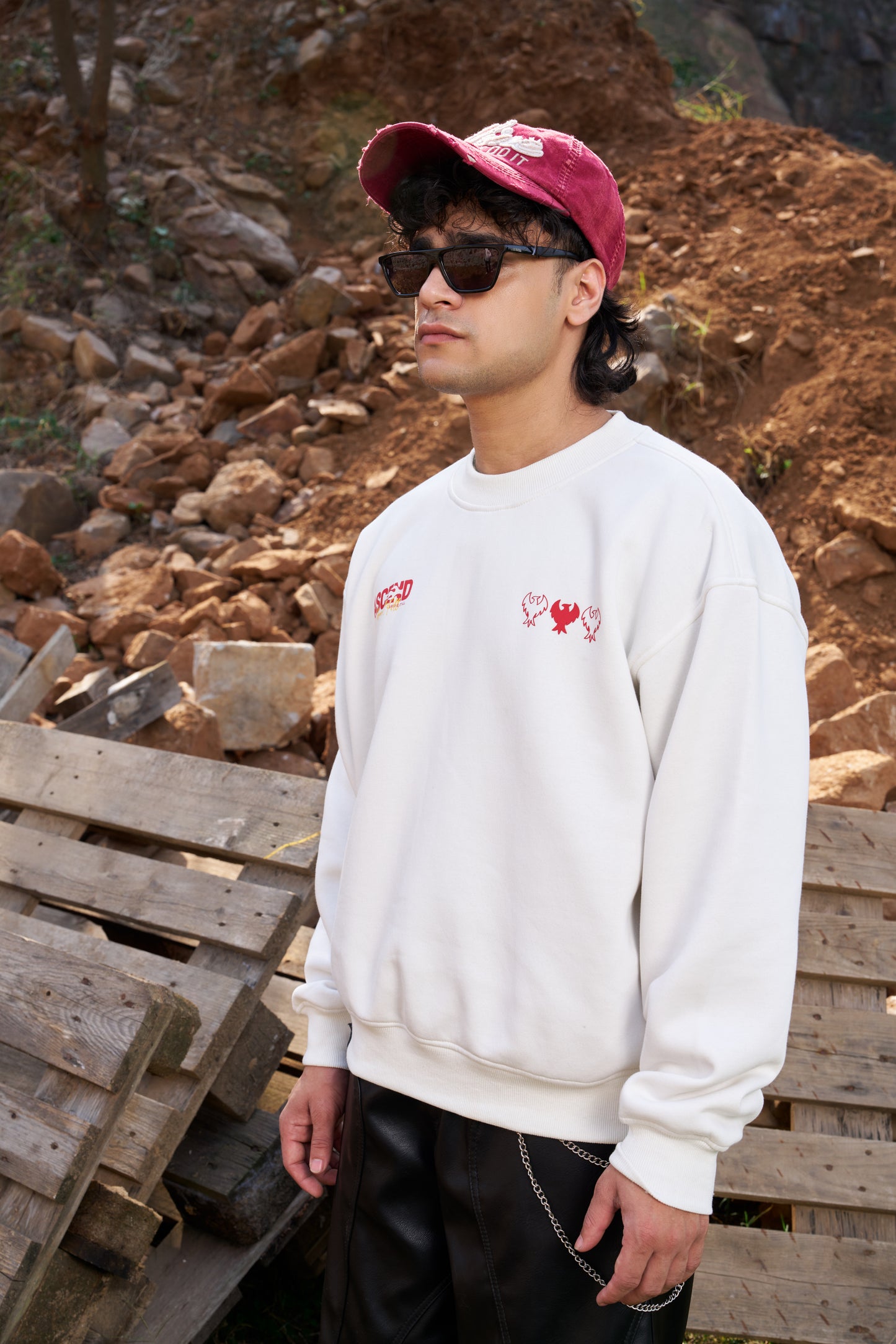 Root To Sky Unisex Oversized Off White Sweat