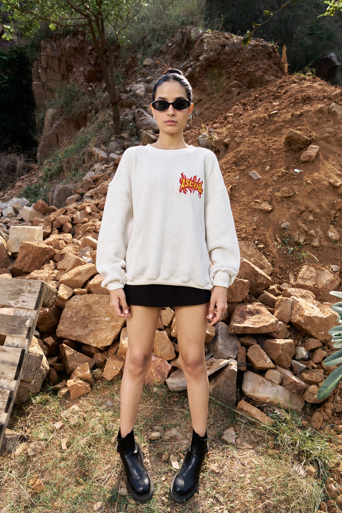 Ascend Unisex Oversized Off White Sweater