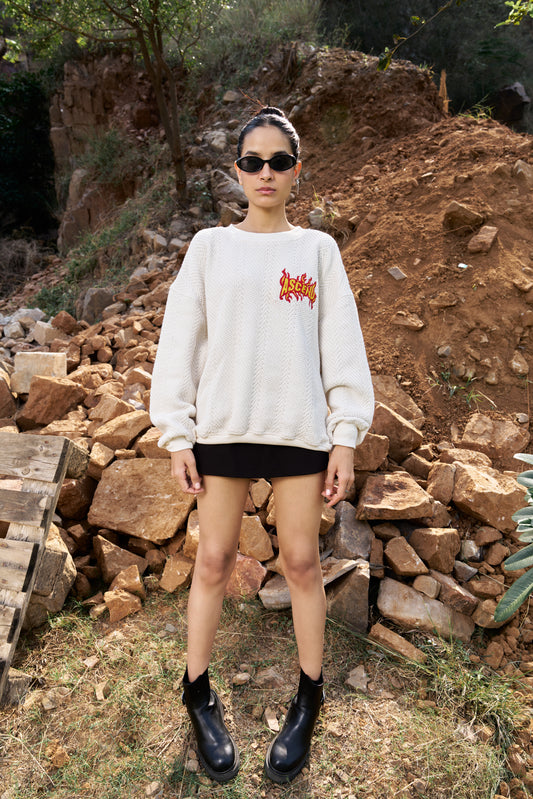Ascend Unisex Oversized Off White Sweater
