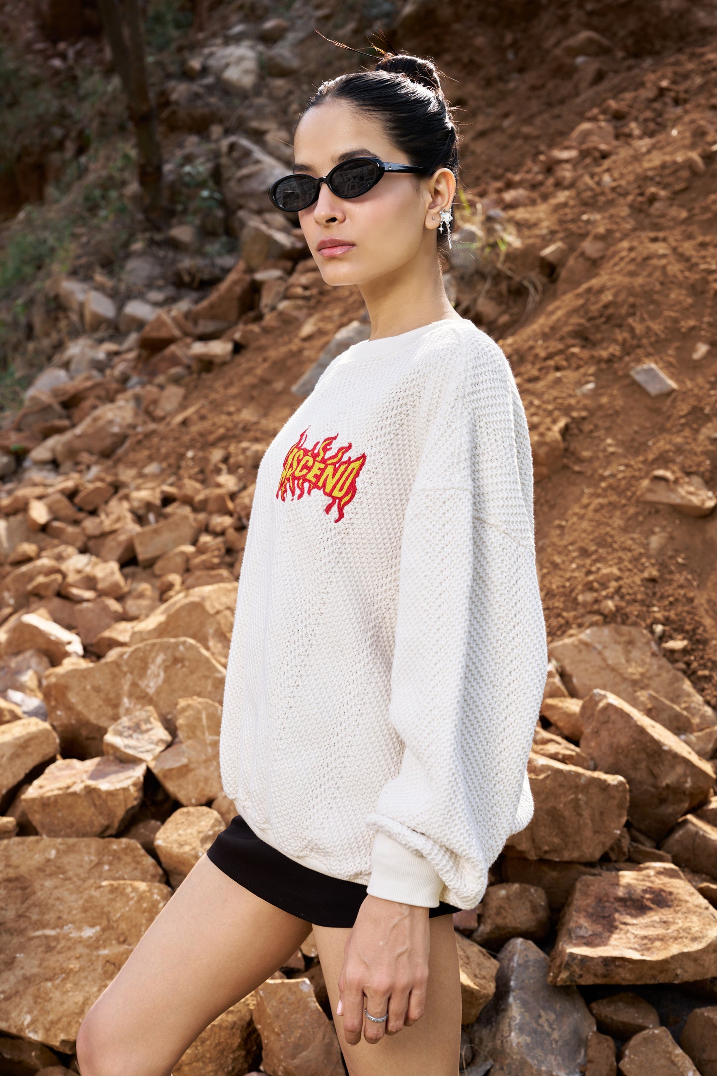 Ascend Unisex Oversized Off White Sweater