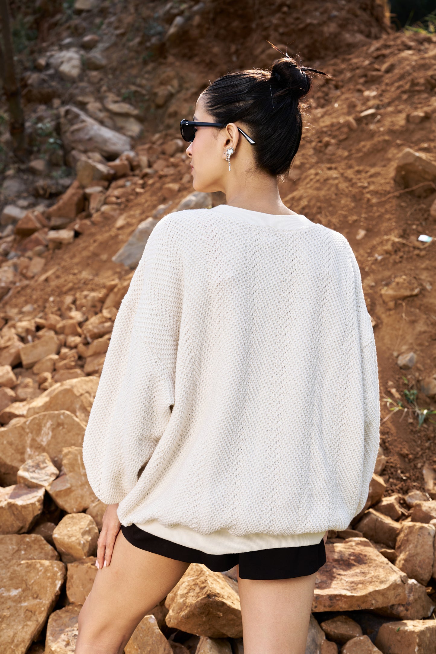 Ascend Unisex Oversized Off White Sweater