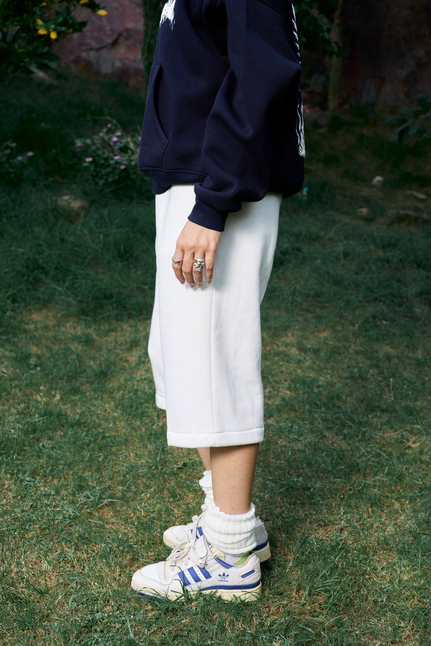 Basic Unisex Oversized Off White Jorts