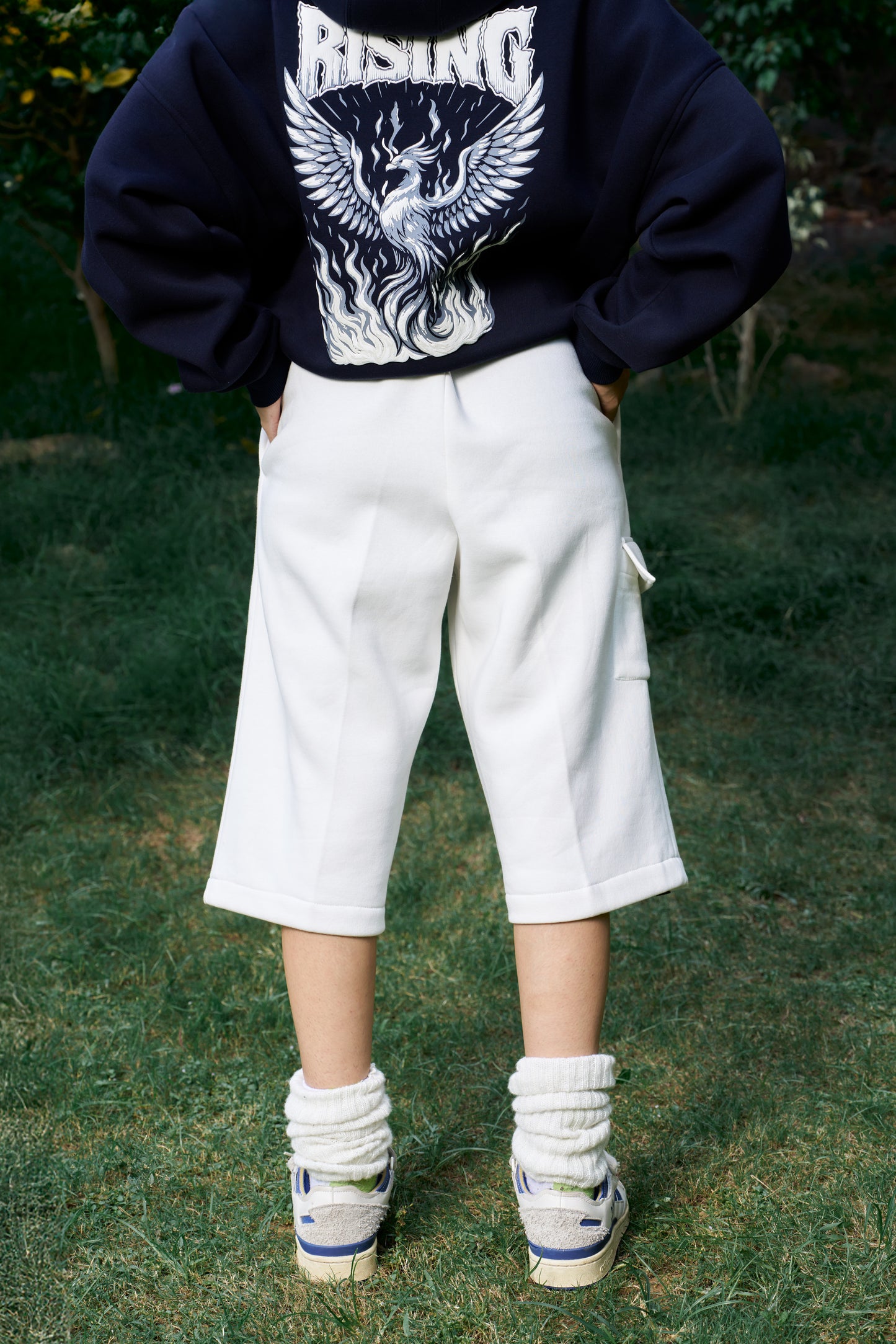 Basic Unisex Oversized Off White Jorts