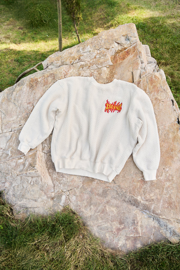 Ascend Unisex Oversized Off White Sweater