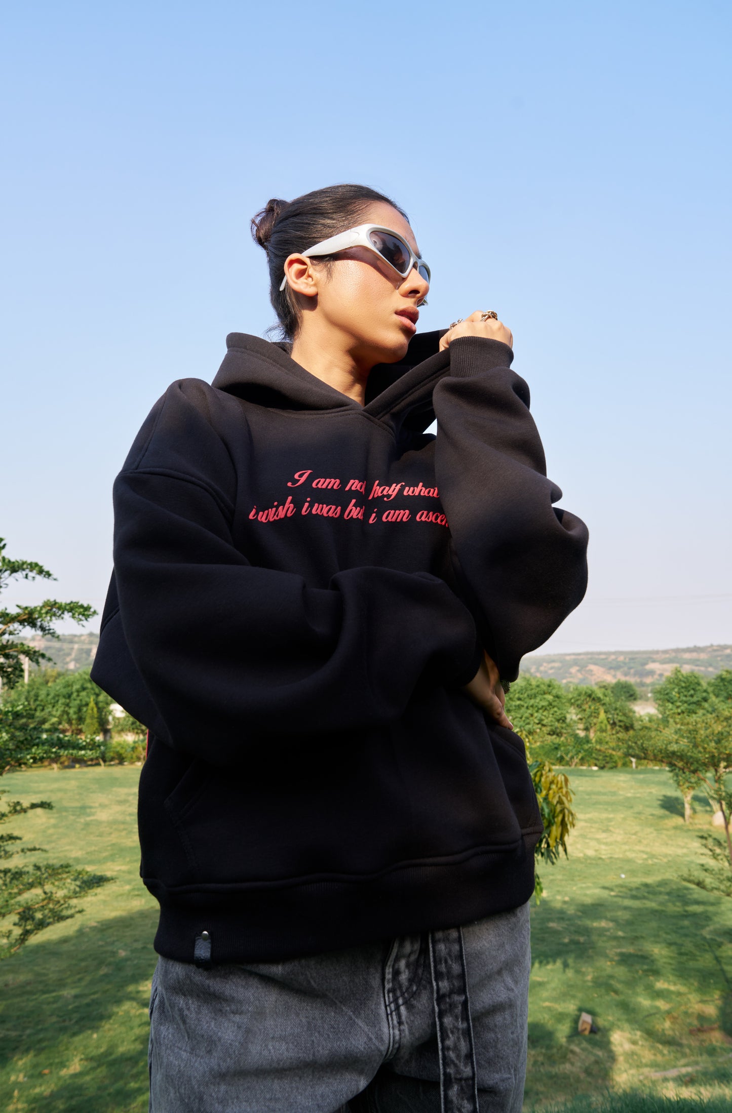 Angel Unisex Oversized Black Hoodie