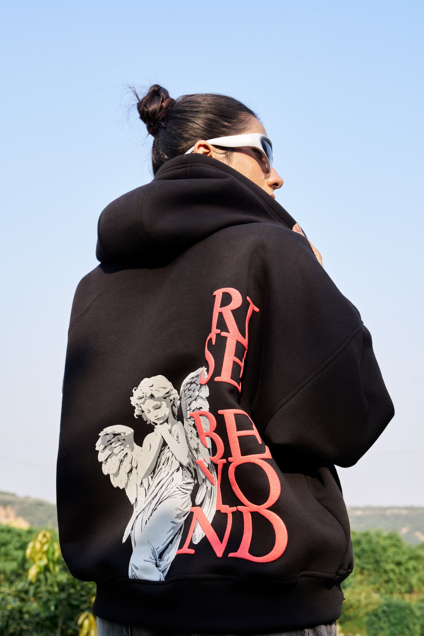 Angel Unisex Oversized Black Hoodie