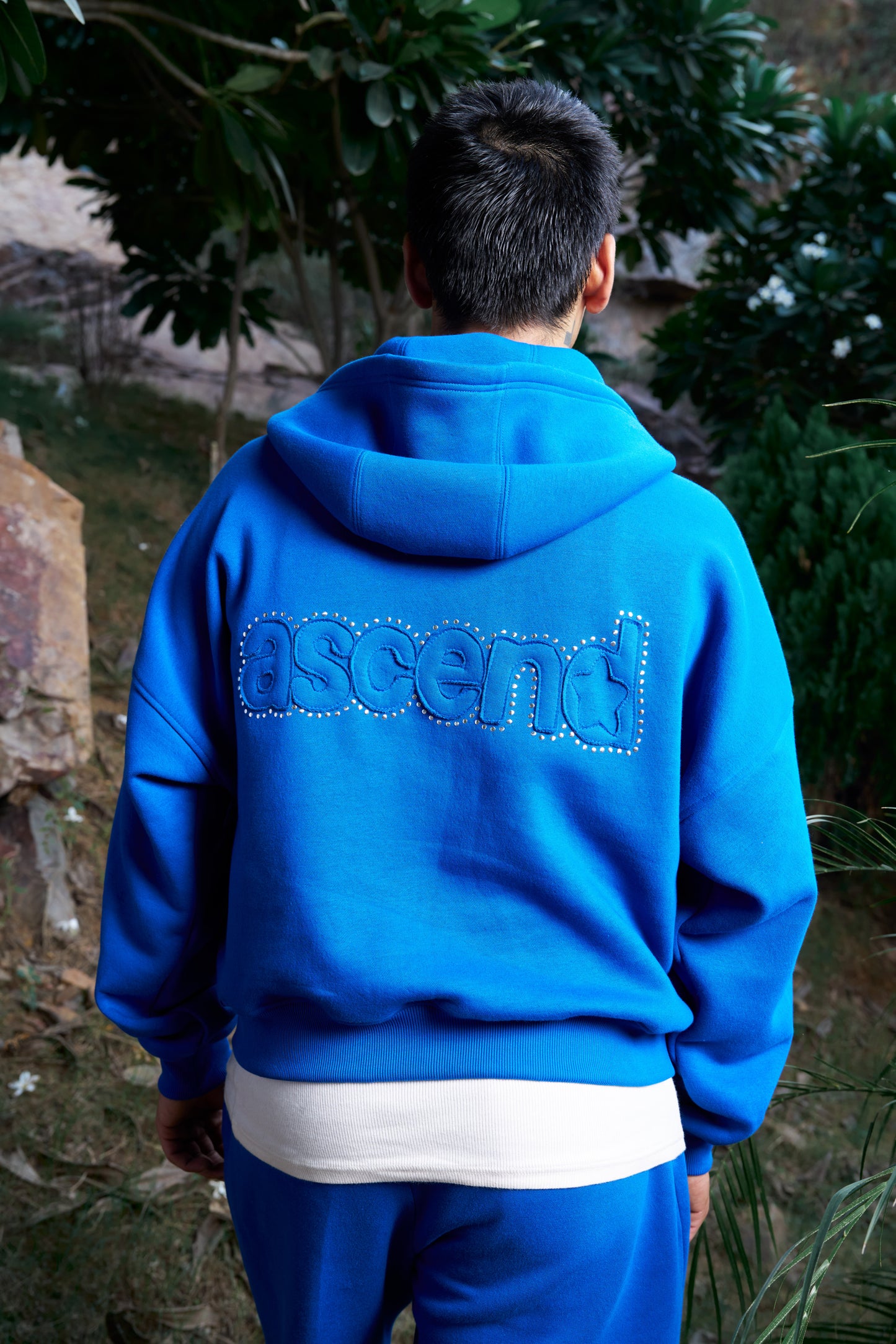 Ascending Unisex Oversized Cobalt Blue Zip-Up Hoodie