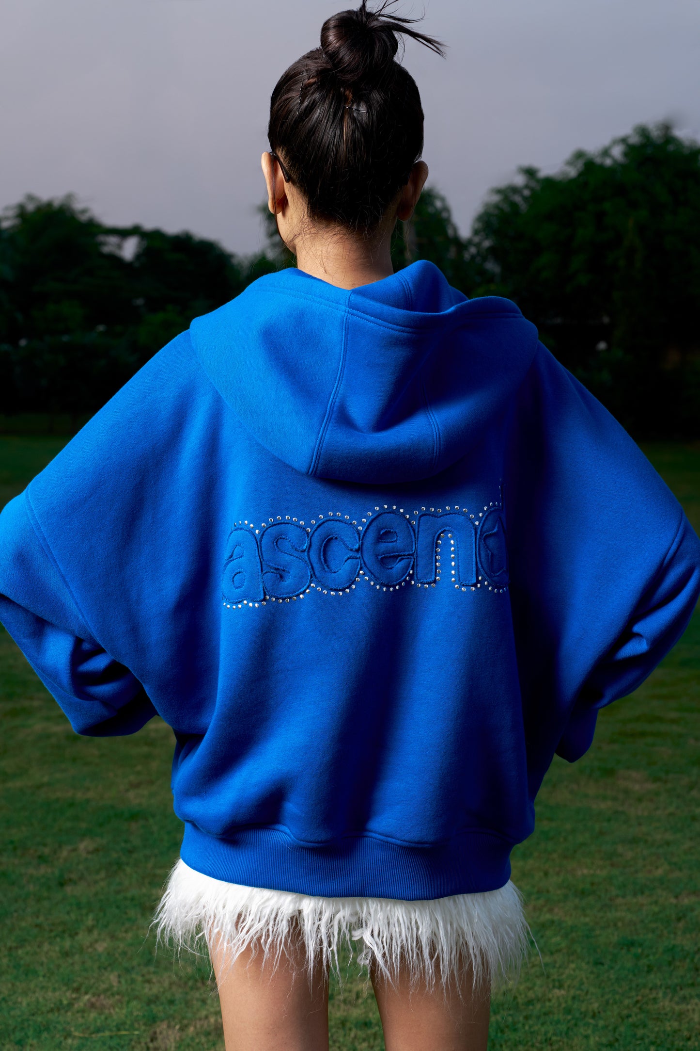 Ascending Unisex Oversized Cobalt Blue Zip-Up Hoodie