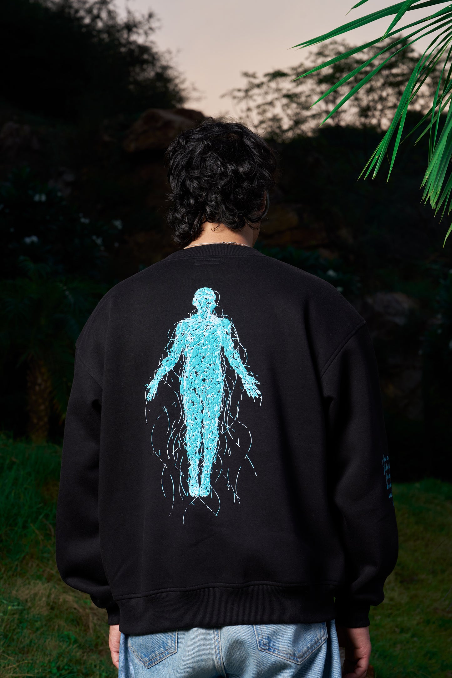 Teal Man Unisex Oversized Black Sweat