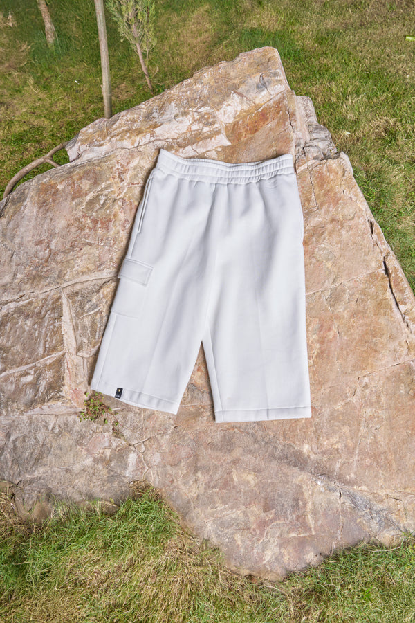 Basic Unisex Oversized Off White Jorts back