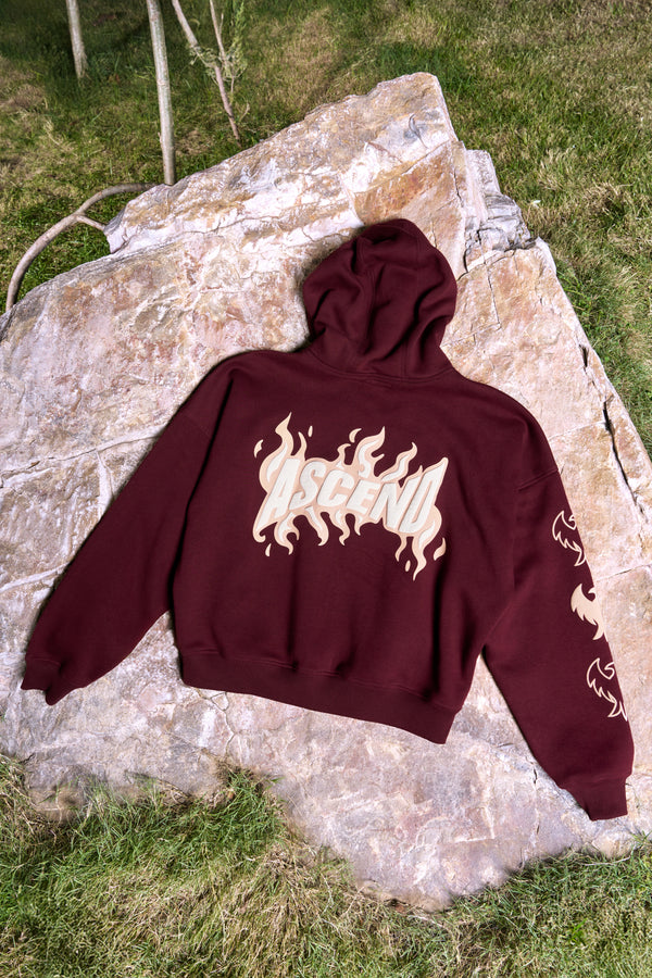 Ascend Unisex Oversized Maroon Zip-Up Hoodie back