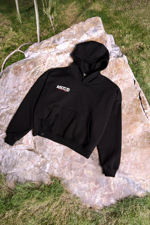 Above and Beyond Unisex Oversized Black Hoodie