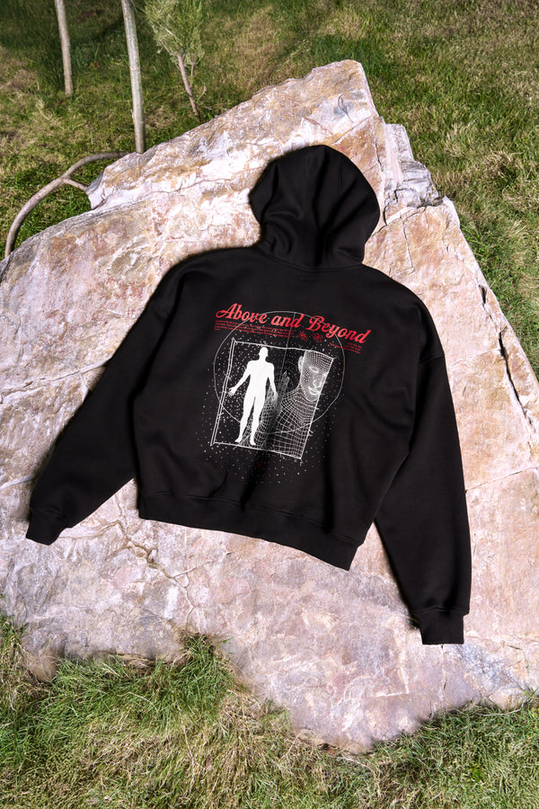 Above and Beyond Unisex Oversized Black Hoodie back