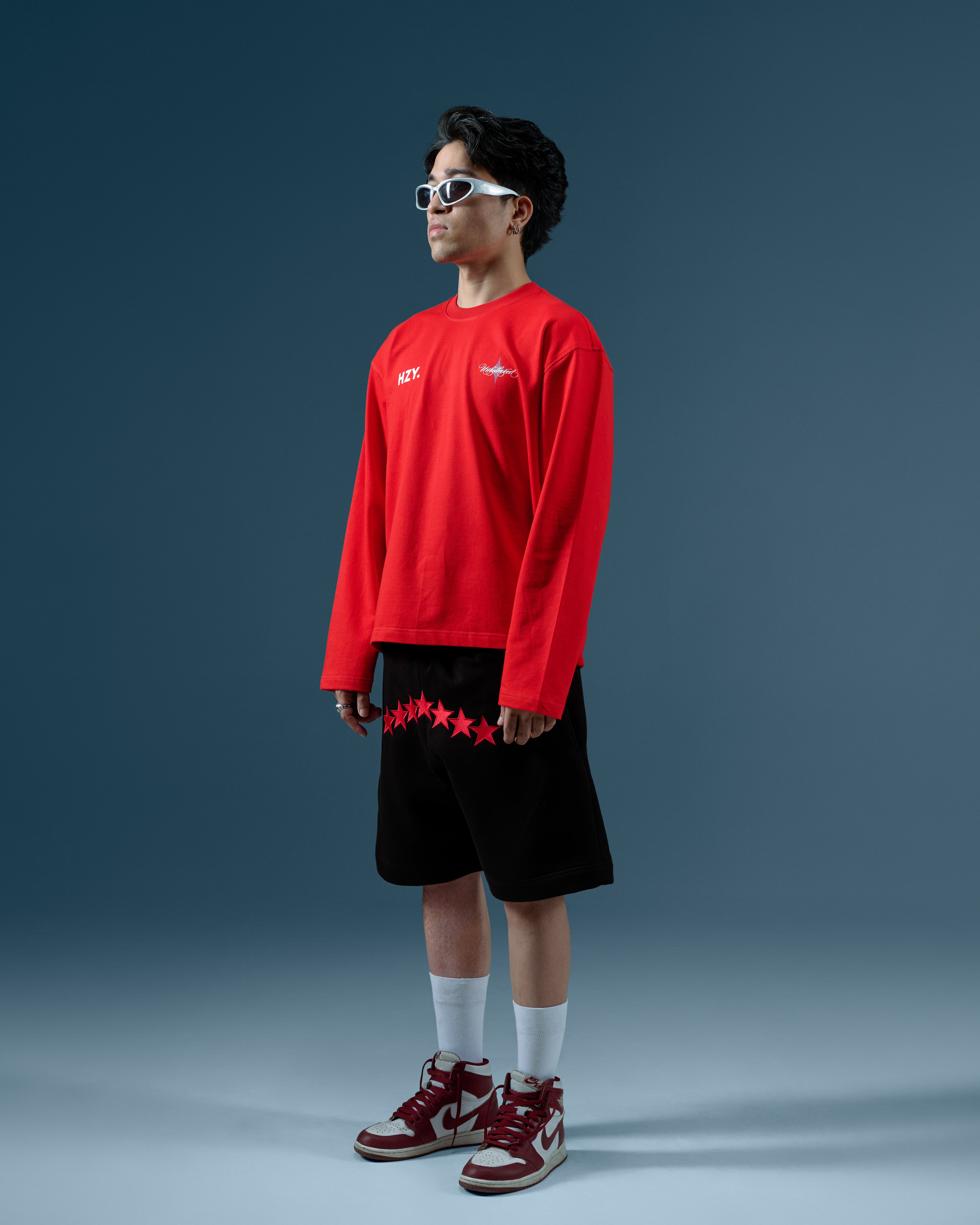 NO CRITICS RED FULL SLEEVE CROPPED TEE