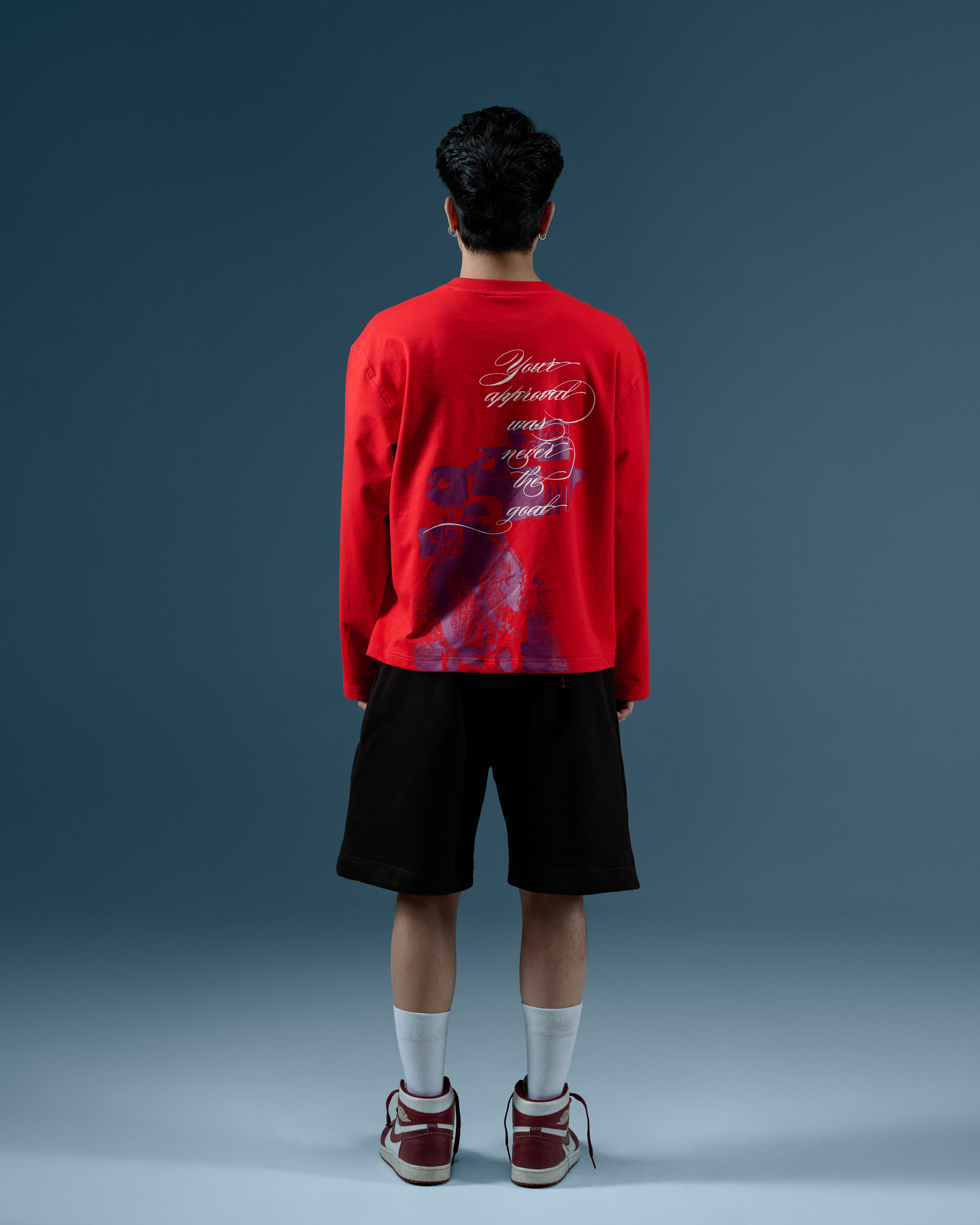NO CRITICS RED FULL SLEEVE CROPPED TEE-thumbmail-4