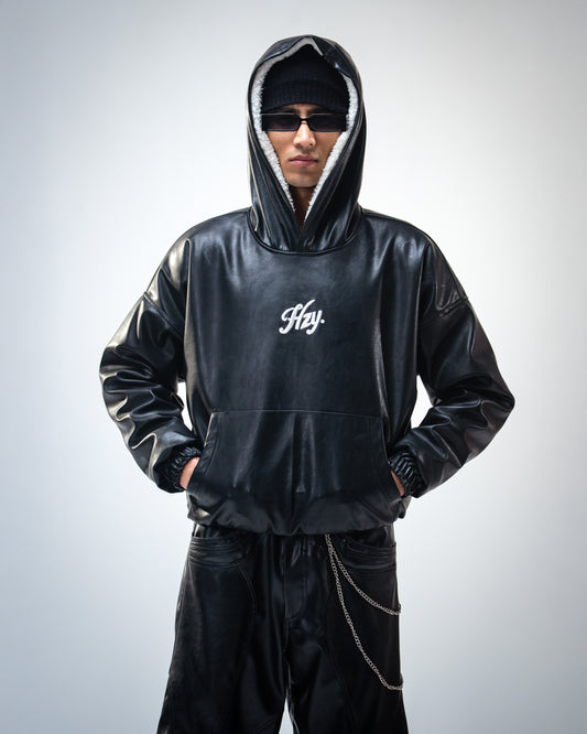 Onyx Leather Hoodie