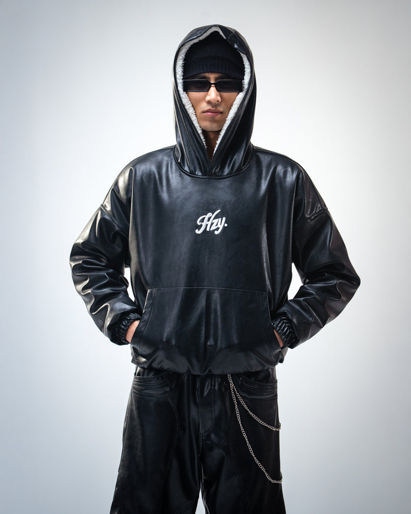 Onyx Leather Hoodie