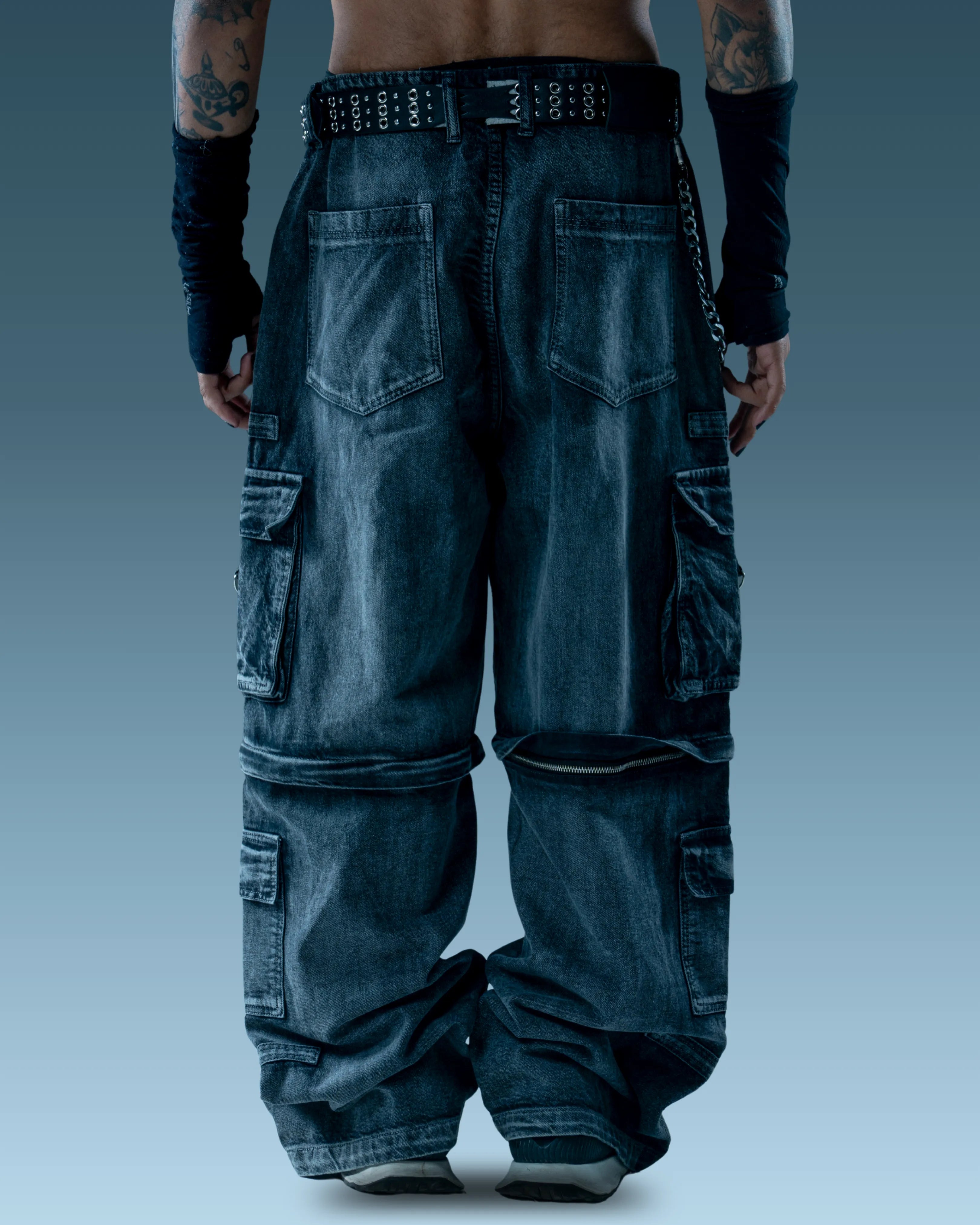 Blue Oversized Denim Cargo Unisex