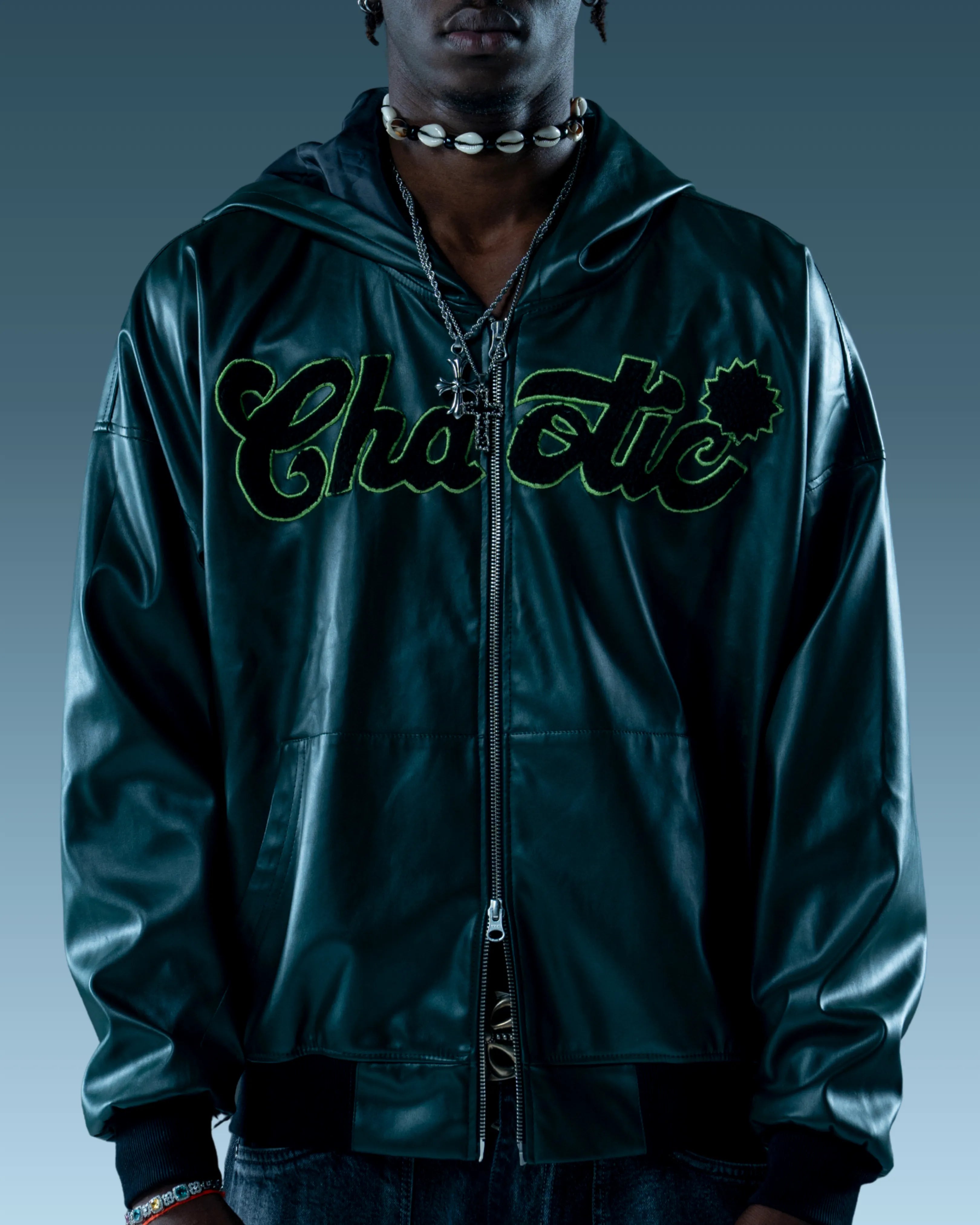 Premium Leather Zip Up Hoodie