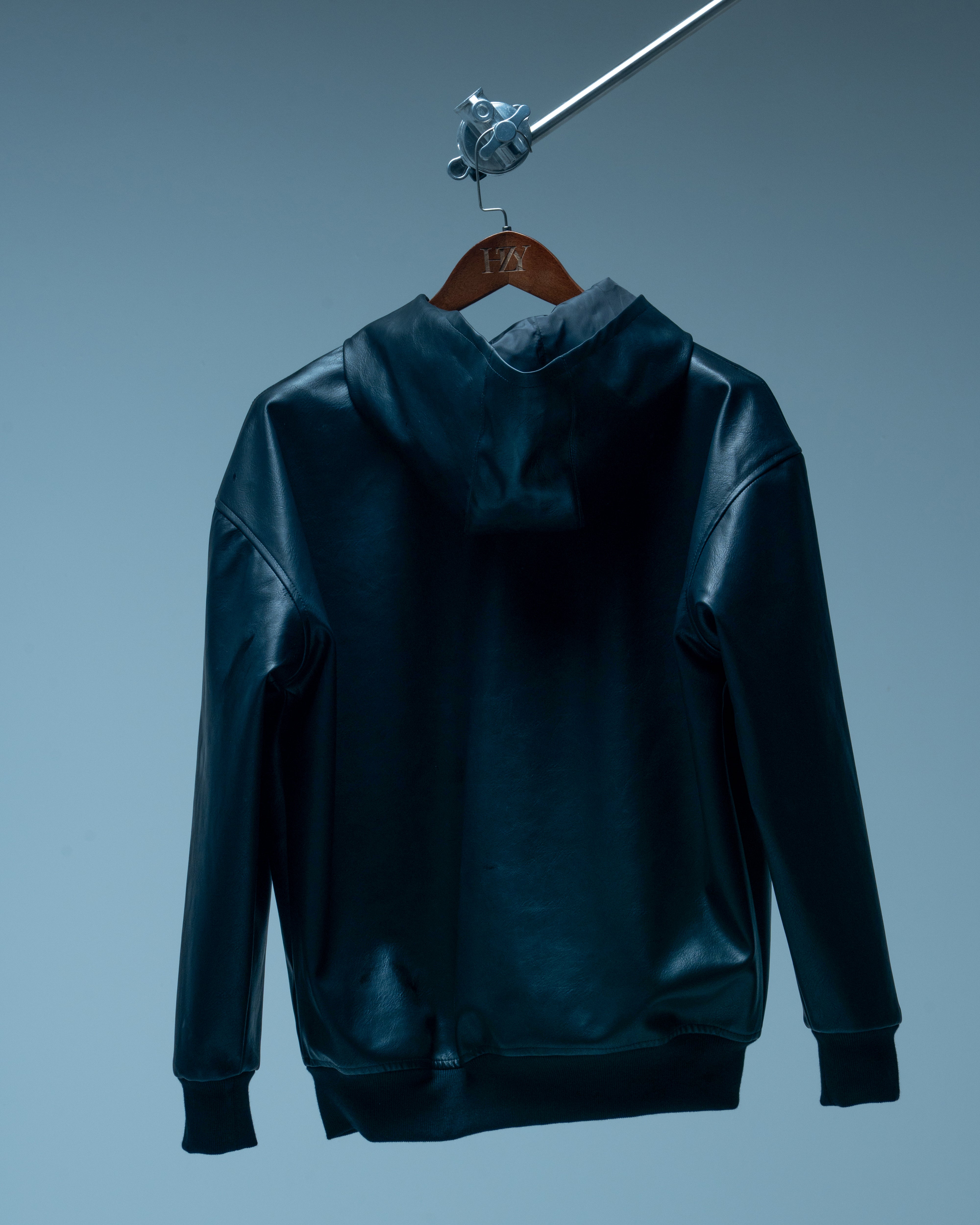Onyx Oversized Black Leather Hoodie | HZY Streetwear – HZYCLO