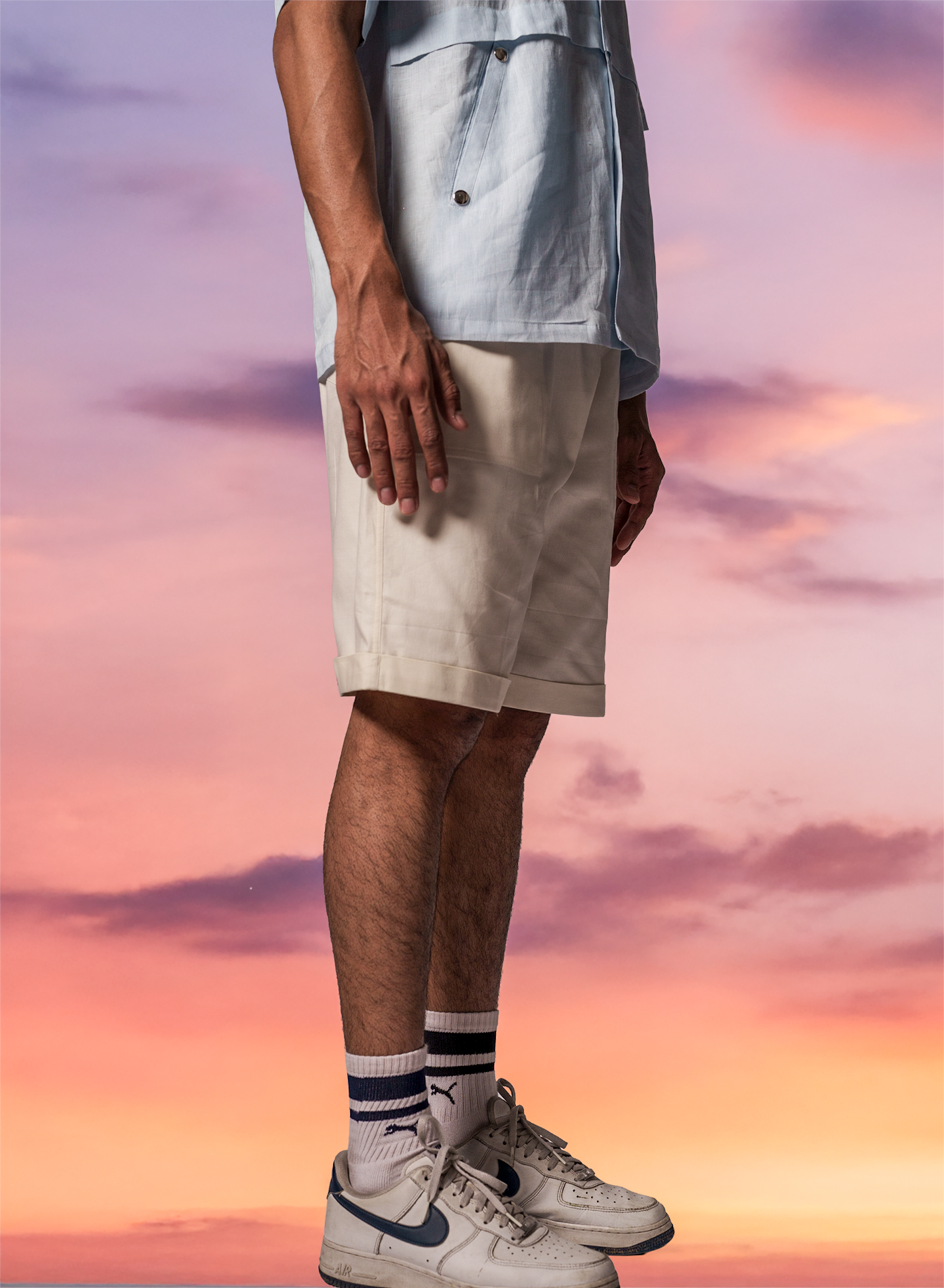 Off-white Evolve co-ord shorts with pleated hem