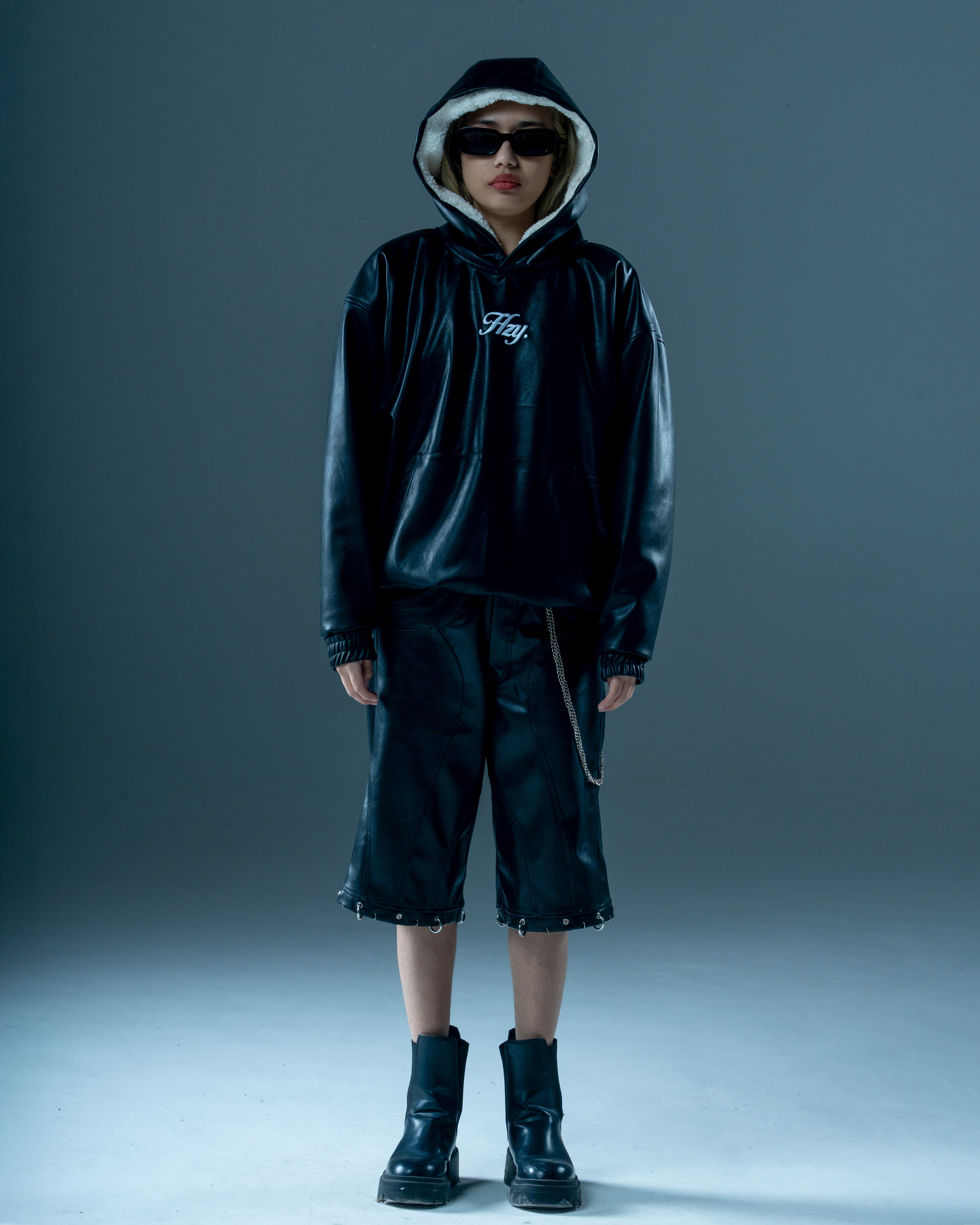 Onyx Oversized Black Leather Hoodie | HZY Streetwear – HZYCLO