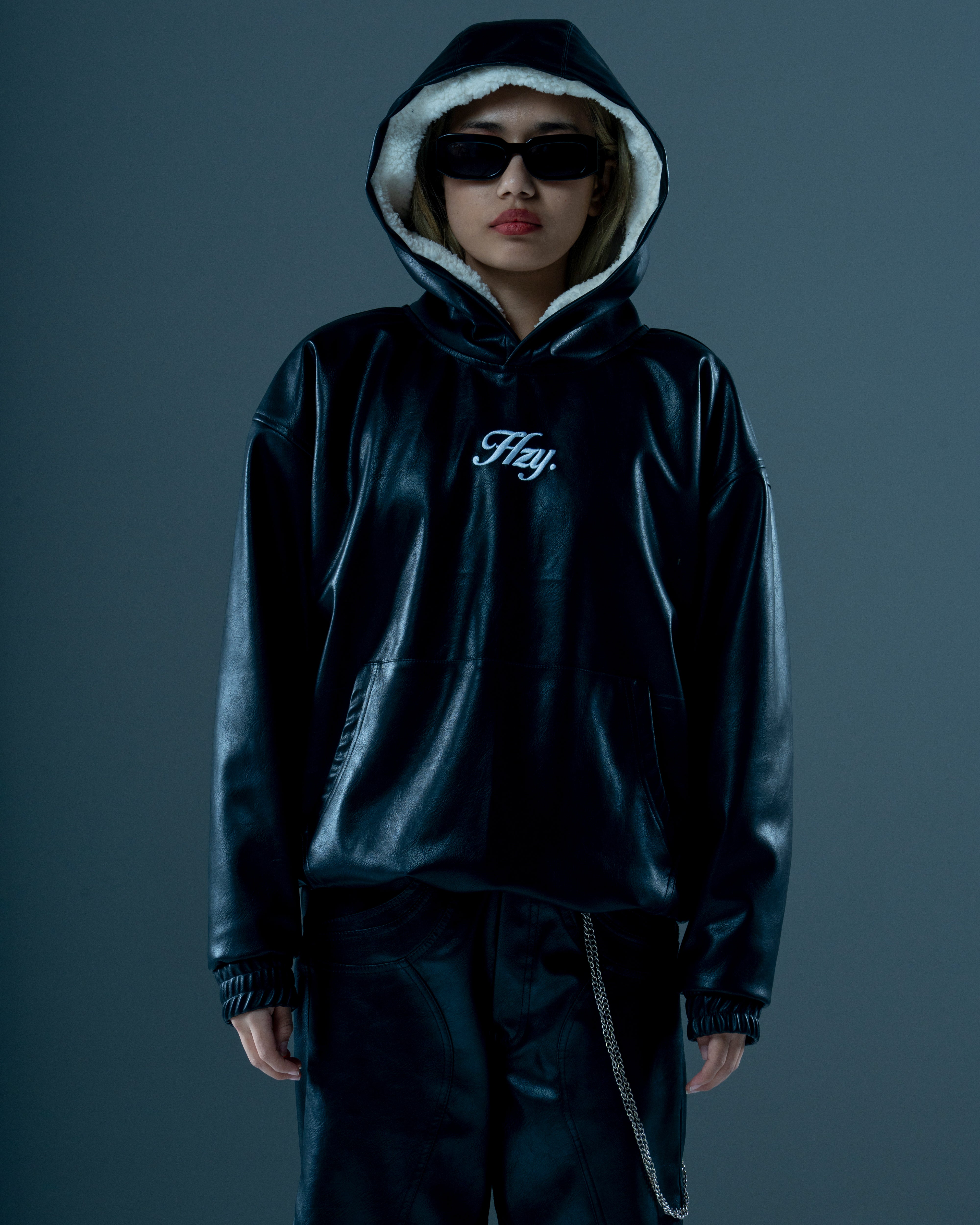 Onyx Oversized Black Leather Hoodie | HZY Streetwear – HZYCLO