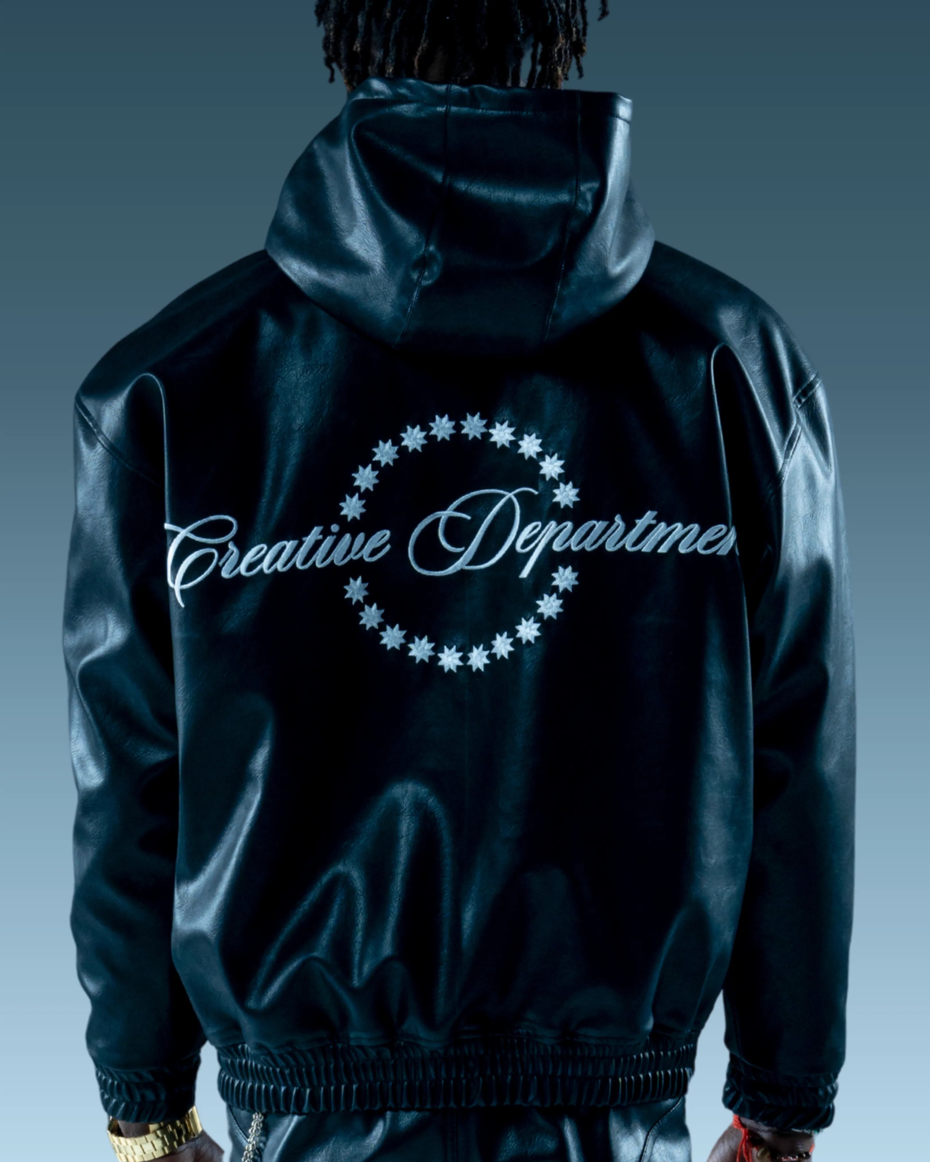 Premium Streetwear Leather Hoodie Black