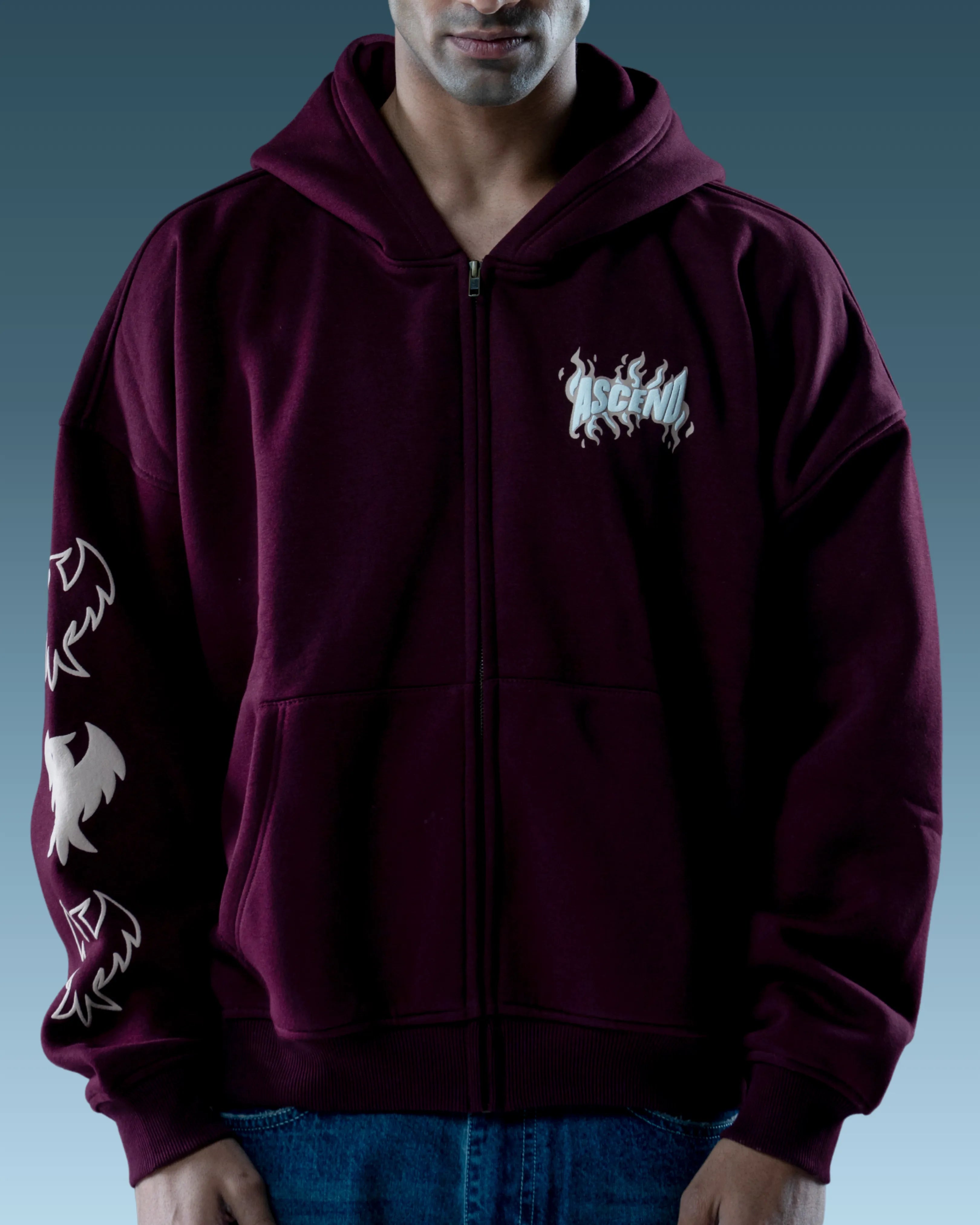 Premium maroon zip up hoodie for men