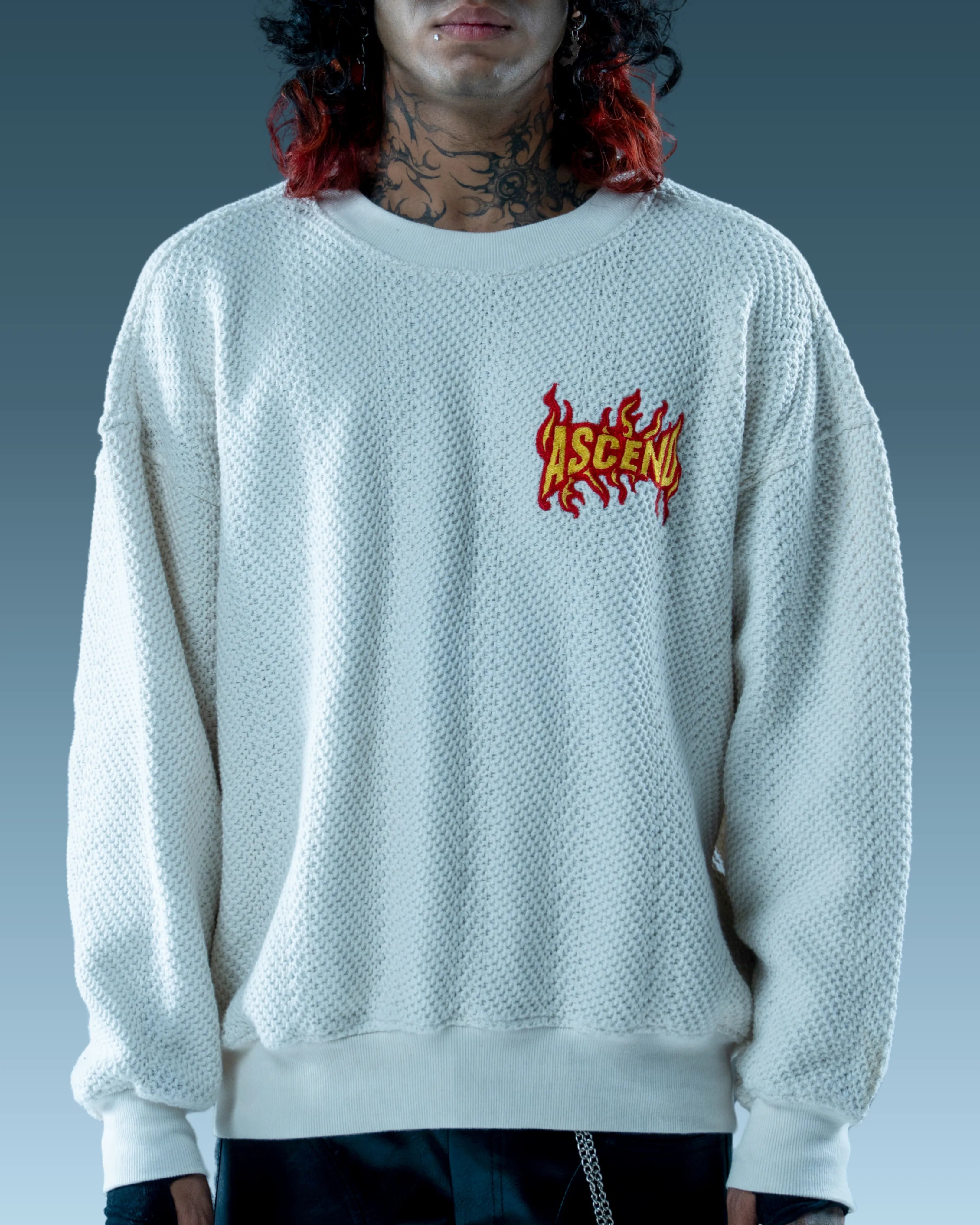 White knit sweater for men