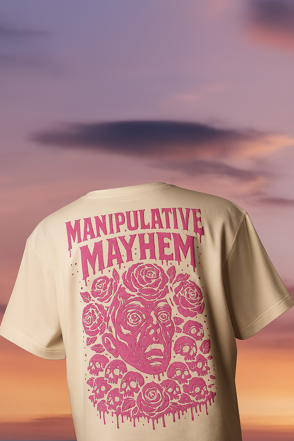 Manipulative Mayhem Off-White Puff Print Oversized T-Shirt