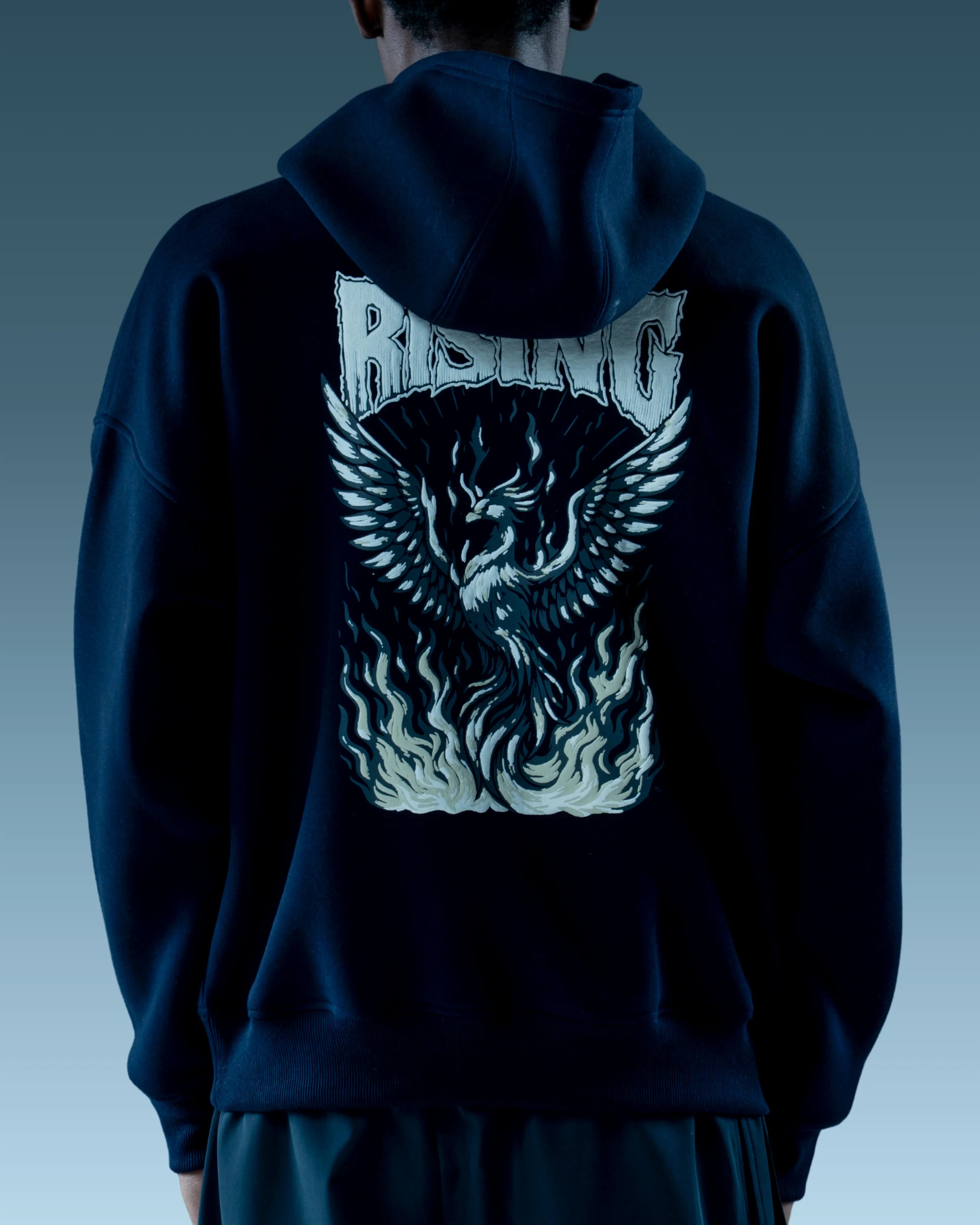 Premium oversized navy blue hoodie