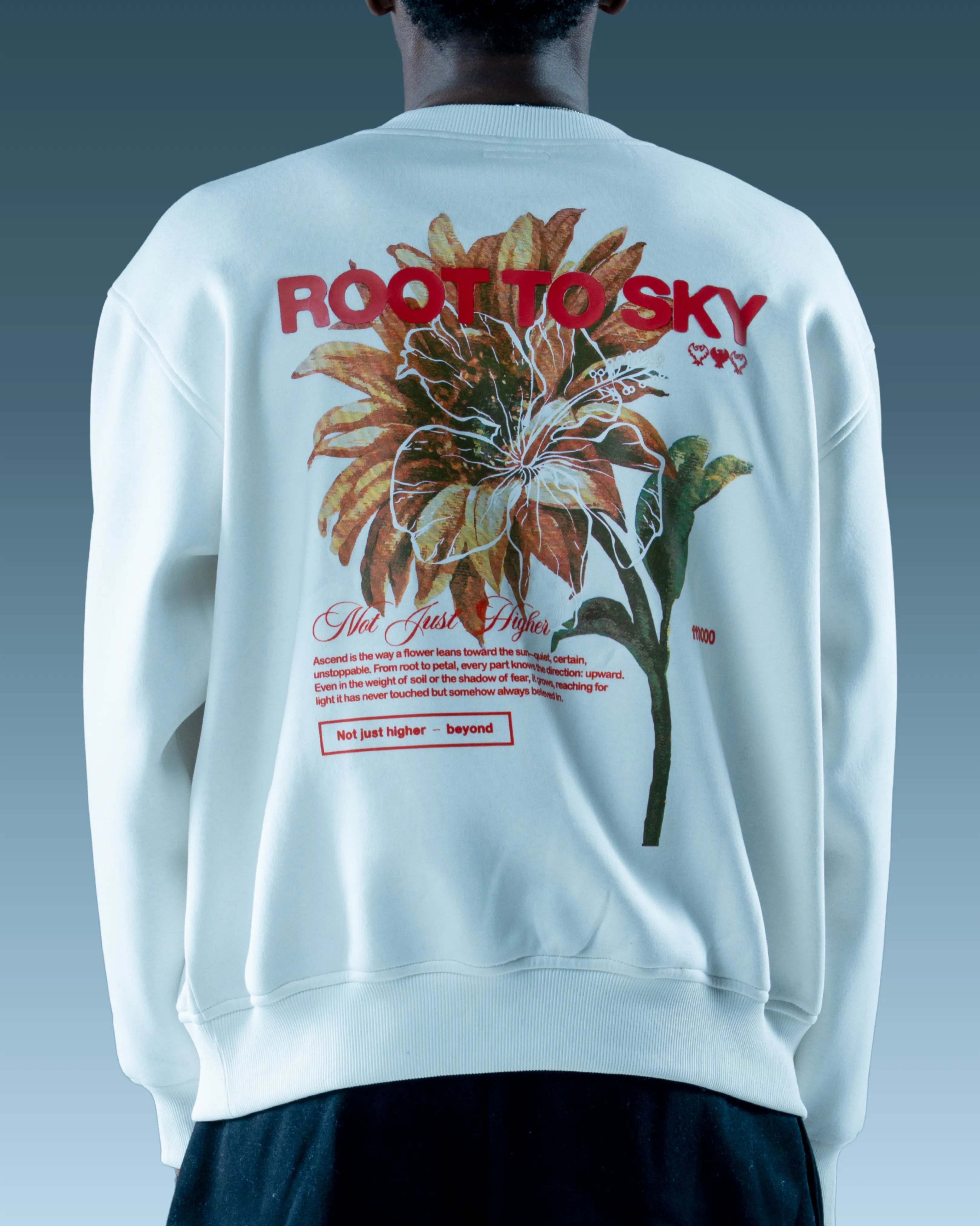 oversized off white hoodie floral design